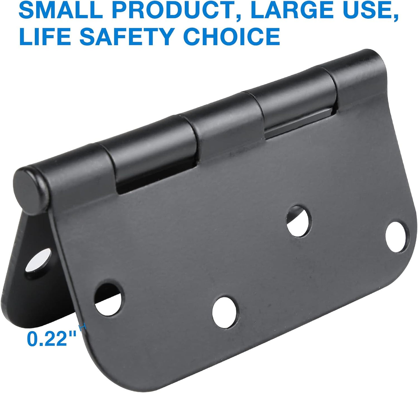 3 Pack Black Door Hinges Matte Black 4 Inch 5/8" Radius Hinges for Doors 4 Inch Exterior/Interior Door Hinge Rounded Gate House Front Door Hinges Standard Residential Heavy Duty Door Hardware