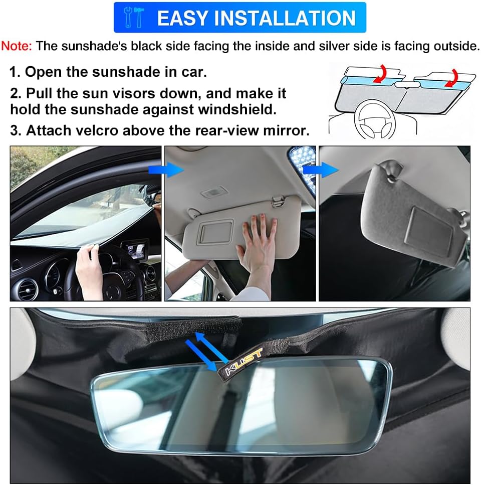 KUST Windshield Sun Shade for 2022-2025 2026 Volkswagen VW Taos Accessories Sunshade Window Sun Visor Protector Foldable Blocks UV Rays Keep Your Car Cooler