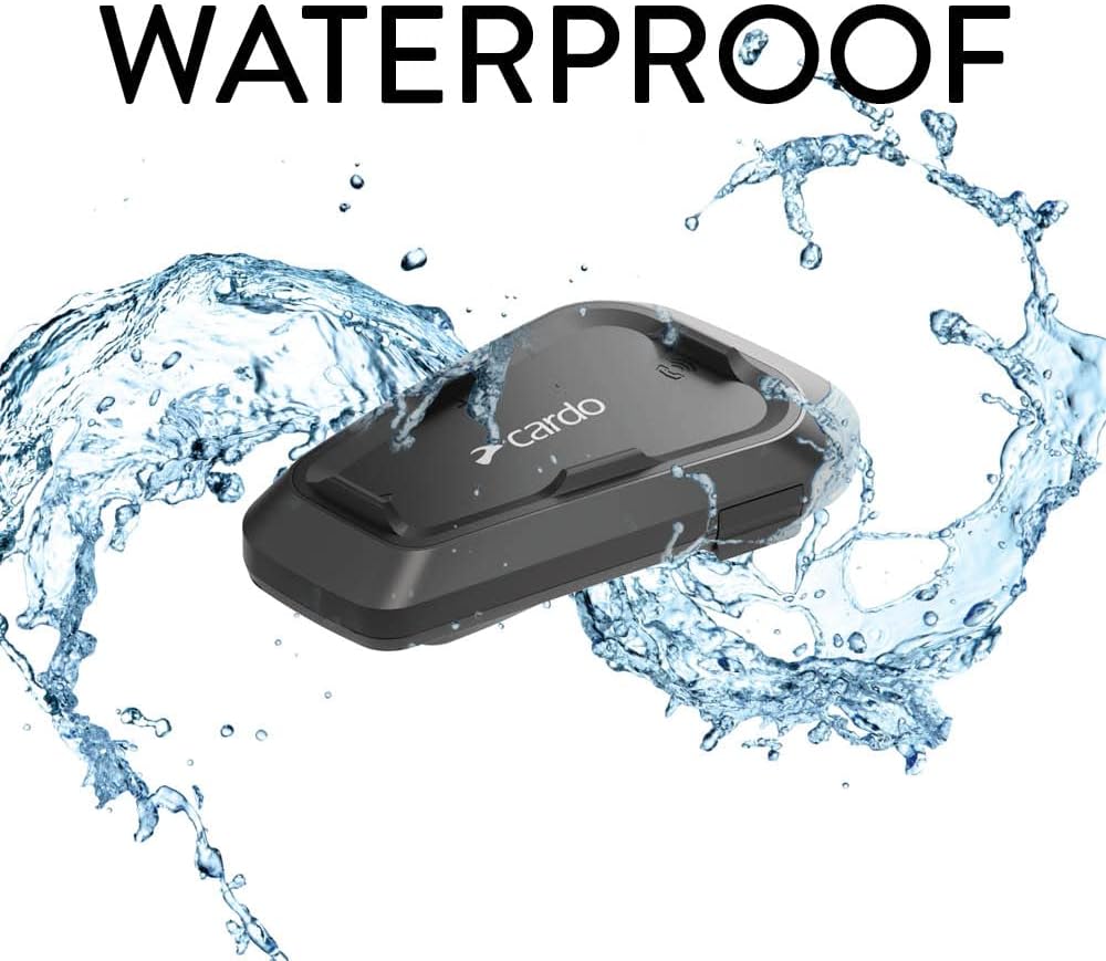Cardo Spirit HD Motorcycle Bluetooth Communication Headset, Connect Up to 2 Riders, FM Radio - Dual Pack
