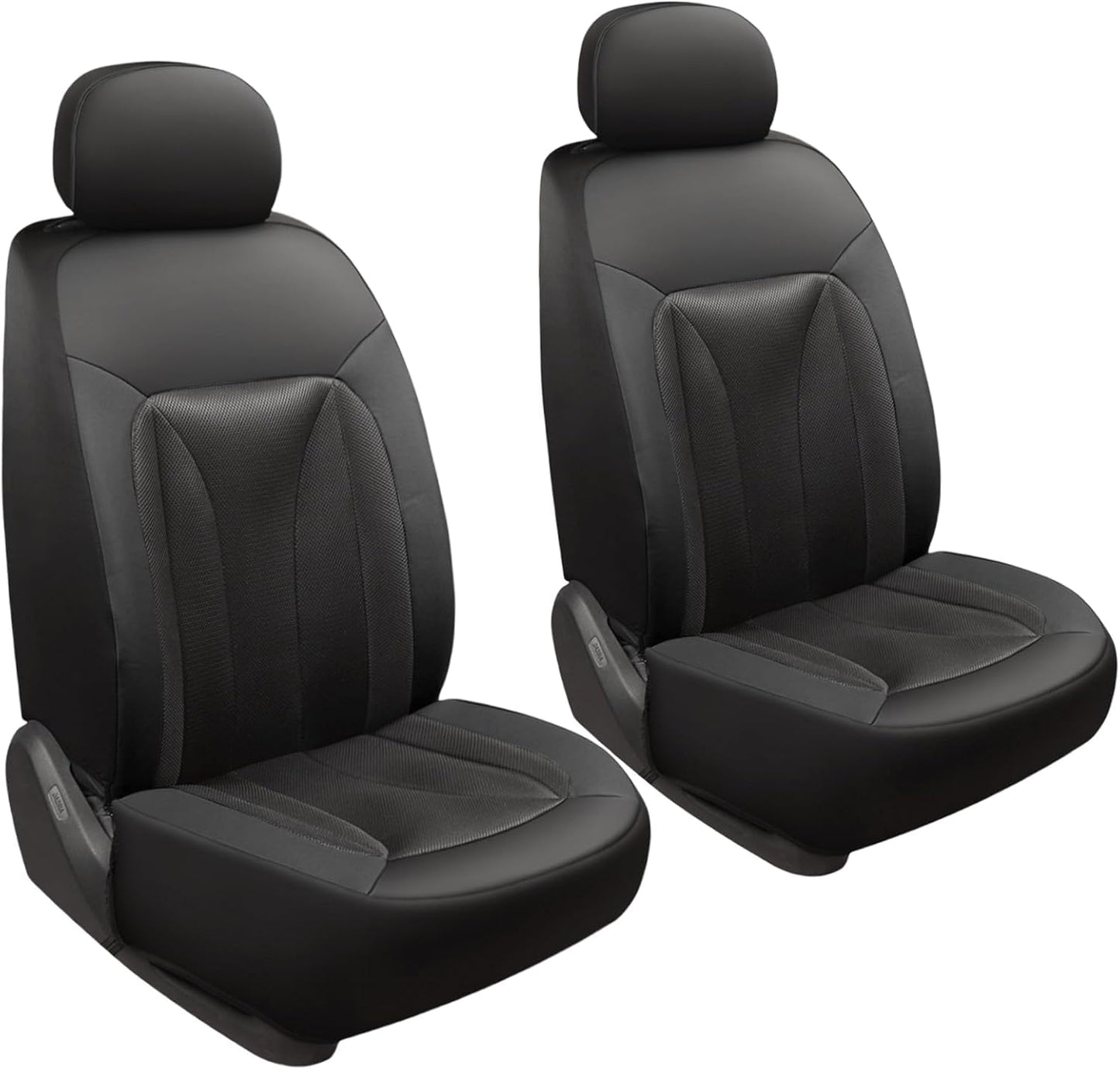 GIANT PANDA 2 Front Leather Car Seat Cover for Hyundai,3D Air Cool Mesh Thick Seat Covers Custom Fit Hyundai Sonata Elantra Santa Fe Tucson Accent Kona Palisade Genesis Venue Ioniq (Black)