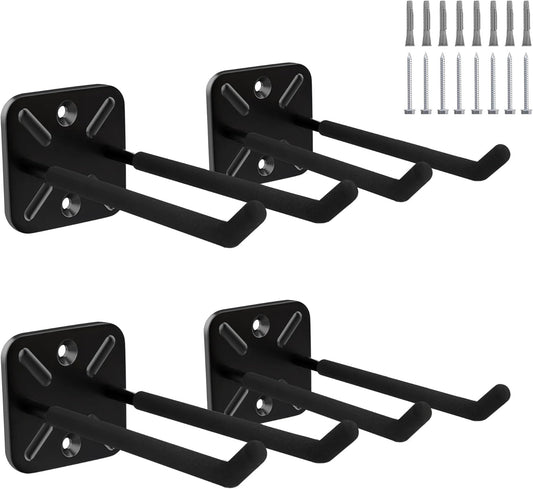 2PCS Heavy Duty Steel Hooks, Garage Hanger Storage Tool Organizer Rack, Wall Mount Utility Hooks to Hang Chairs, Ladders, Tires, Shovels, Strollers and More