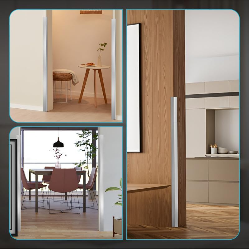 Proflex Wall Corner Protector - Pack of 6 Self Adhesive Corner Guards for Walls Edge Protection - 2 inch x 48 inch, Brushed Aluminum – Easy to Apply – No Tools Needed