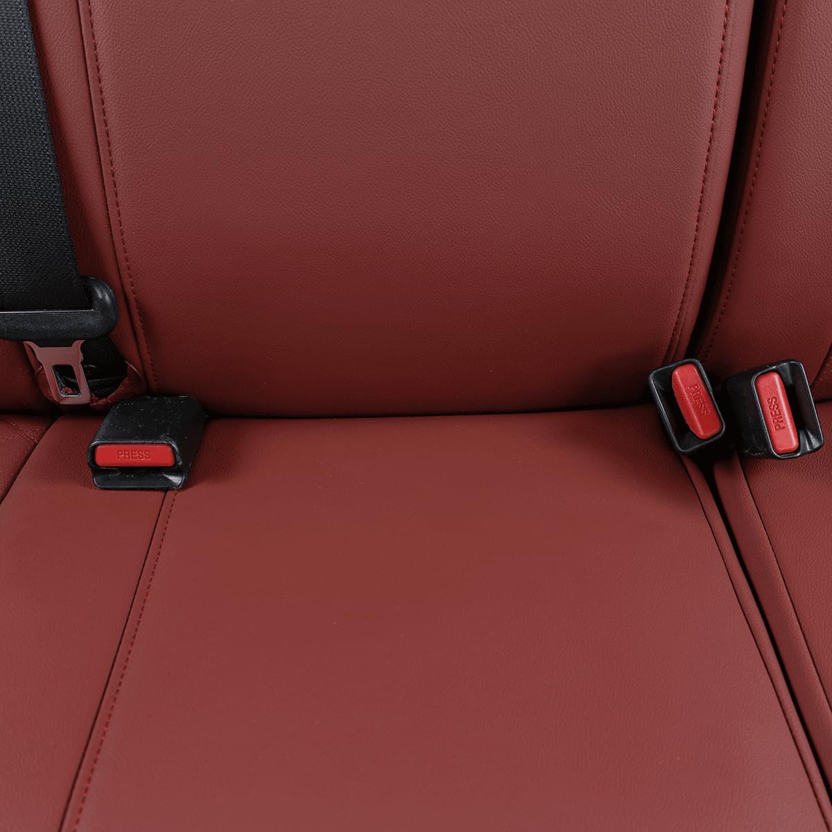 EKR Custom Fit Tacoma Rear Car Seat Covers for Select Toyota Tacoma (Petrol) 2024 2025 Double cab SR,SR5,TRD Sport,TRD Off-Road,Limited - Second Row Only,Leather (Burgundy)
