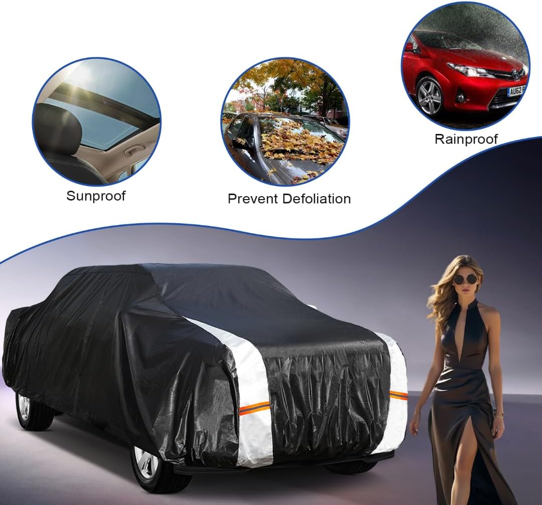Ford F-150 Truck Cover Custom Fit 2008-2025 SuperCrew Cab SB (5.5'-6.5') with Door Zipper, 12 Layers Full Exterior Pickup Truck Cover Waterproof All Weather,Wind Dust Sun and UV Protection.