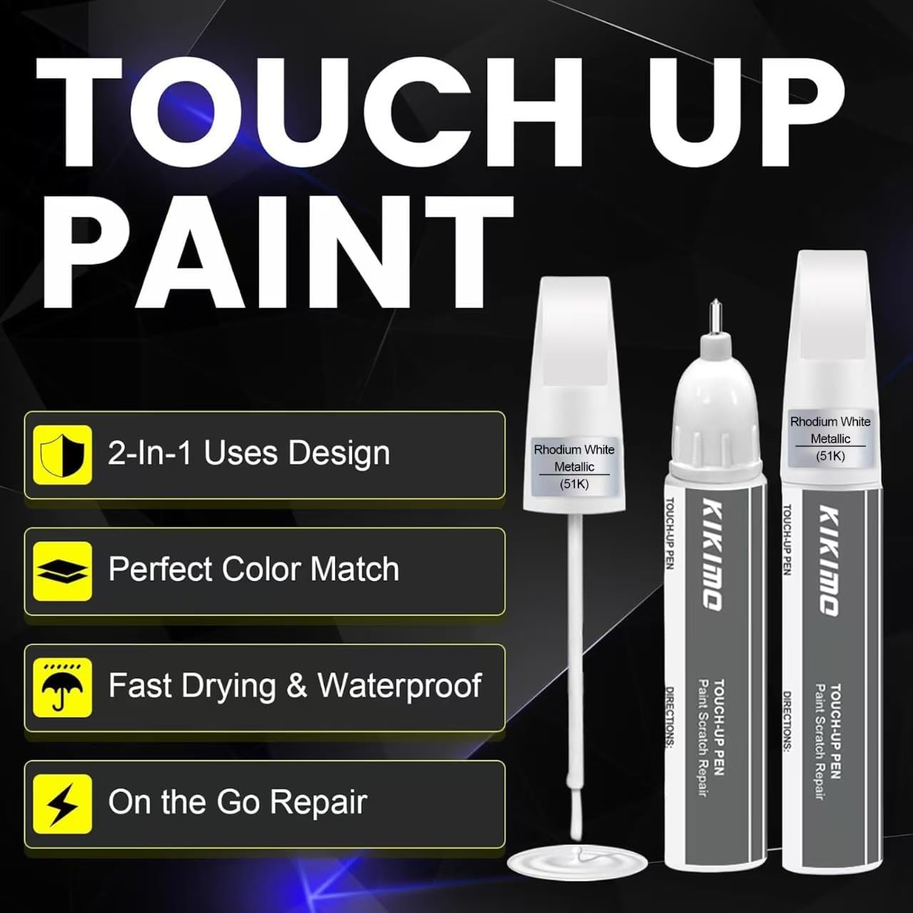 KIKIMO for Mazda Touch Up Paint(Snowflake White Pearl Mica(25D)), Car Paint Repair Kit for Mazda, 2 In 1 Scratches Repair with Pen Tip and Brush, Color-Matched for Quick & Easy Fix