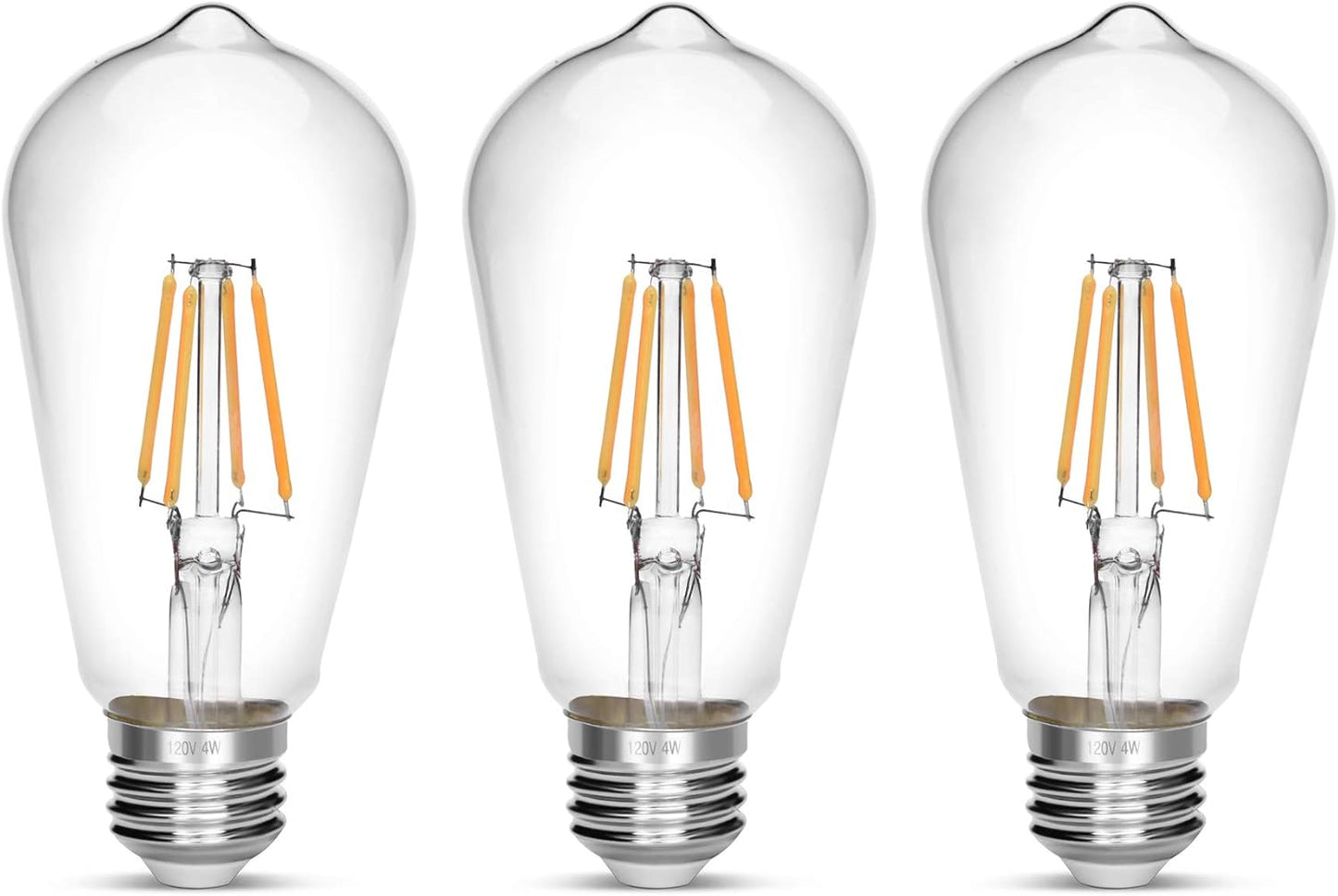 LED Edison Bulb,Antique 40W Vintage Bulb,E26 Non Dimmable Led Bulb 450 Lumens 2700K, Warm White, Pack of 3