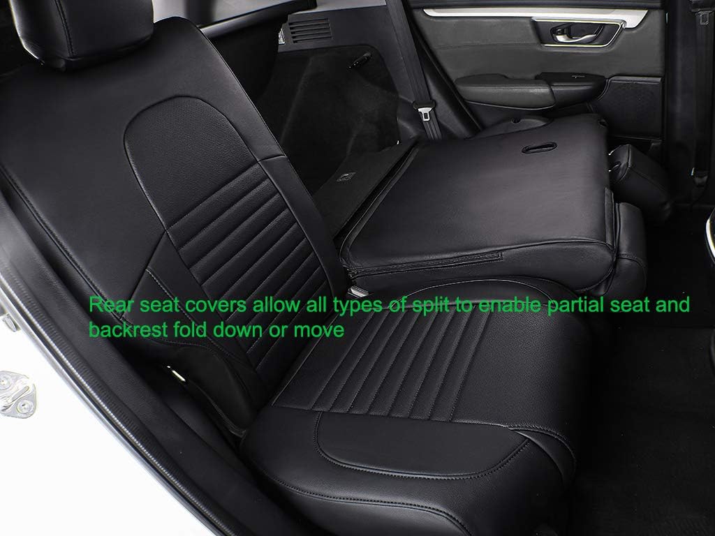 EKR Accord Car Seat Covers for Honda Accord 2023 2024 2025 EX,SE &2023-2025 (Hybrid) Sport,EX-L,Sport-L,Touring,(Rear Row W/40/60 Split Backrest),Leather Seat Covers for Trucks Full Set (Black)