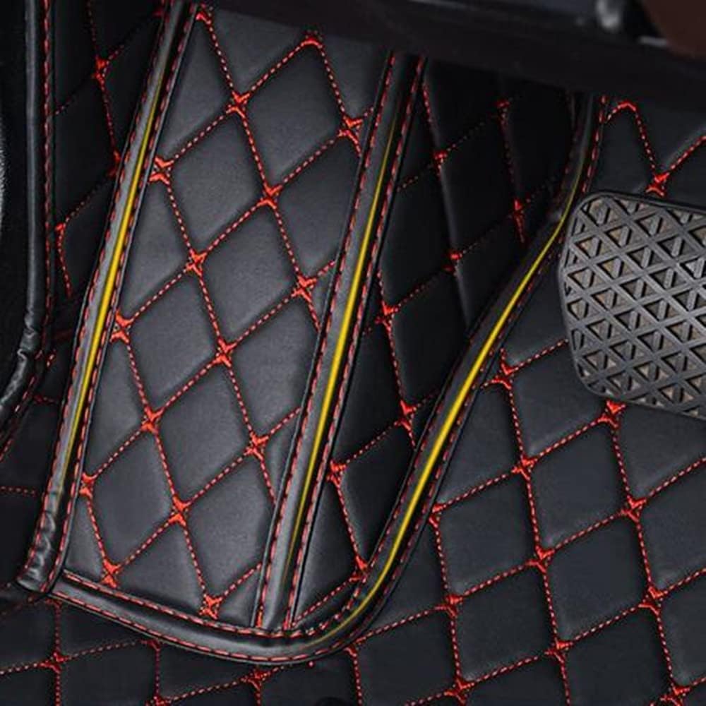Custom All-Weather Protection Luxury Leather Floor Mats for Cars SUVs Trucks According Anti-Slip Leather Floor mats ﻿ (42,Striped Beige)