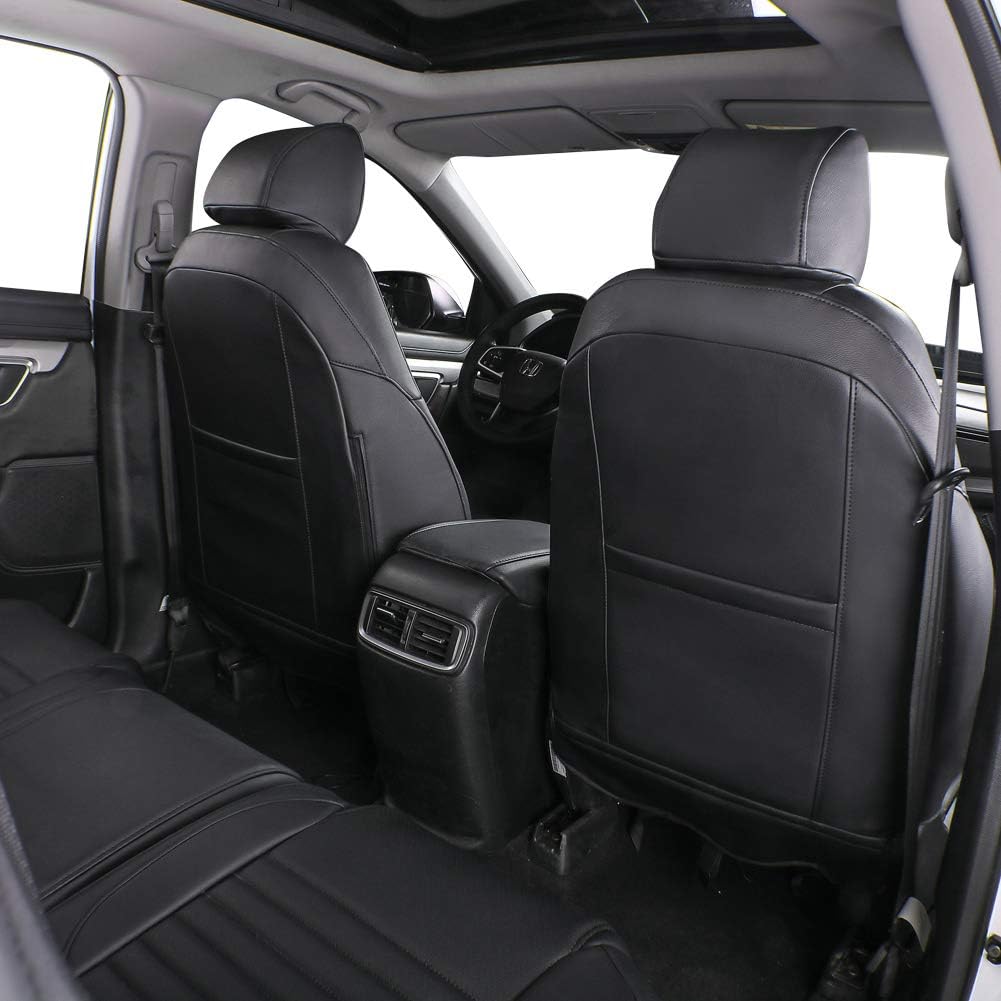 EKR Accord Car Seat Covers for Honda Accord 2023 2024 2025 LX(Rear Row W/Solid Backrest) Leather Car Seat Covers,Waterproof Car Seat Protectors,Trucks Seat Covers Full Set(Black)