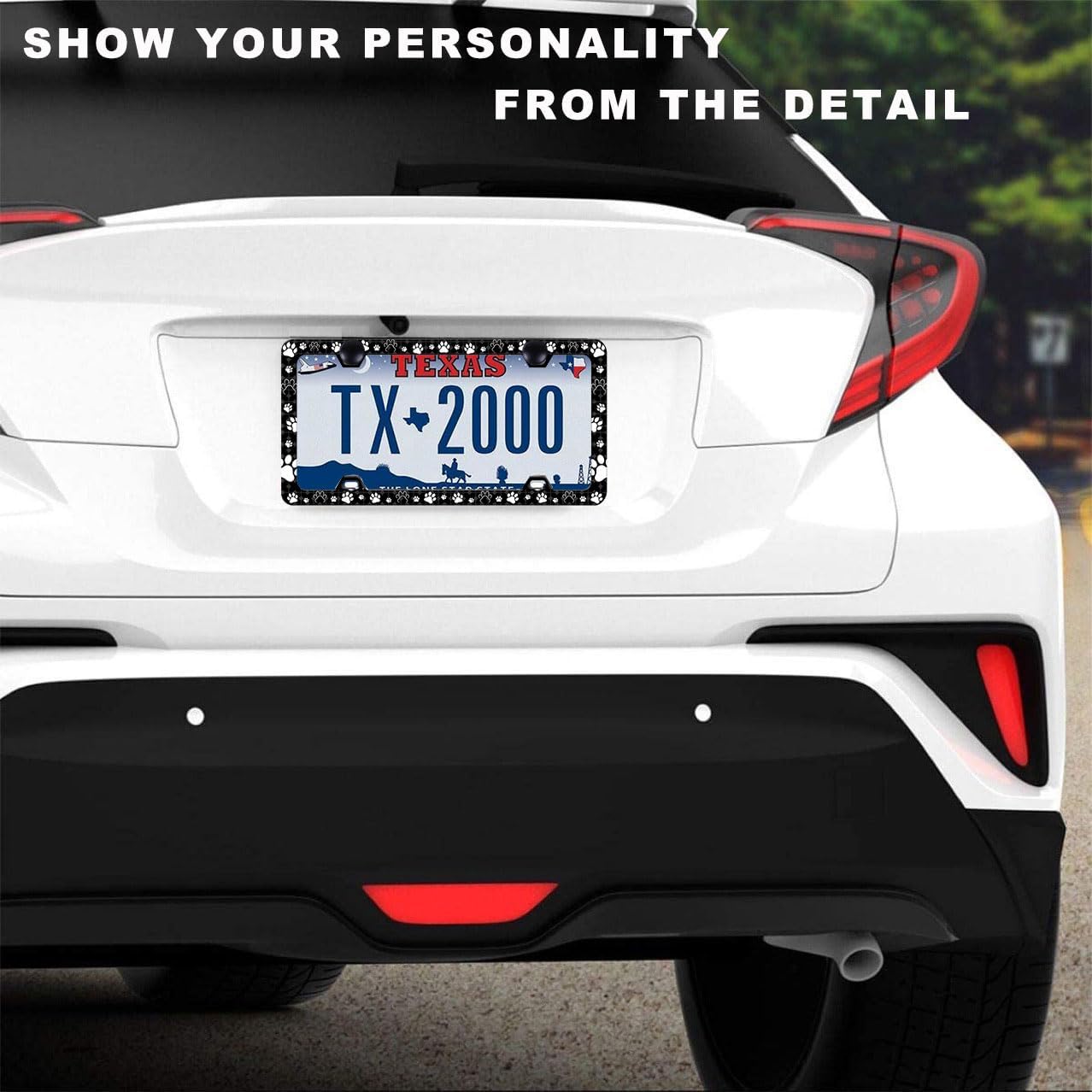2 Pieces Paw Print License Plate Frames for Men and Women, Dog Paw Decorative Car Accessories (Dog Cat Paw-2pc)