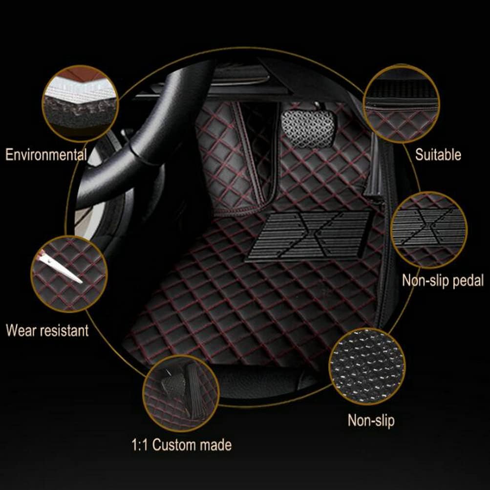 TAHALICustom Colors Car Floor Mats Black Pink for 99.9% Sedan SUV Sports， All-Weather Liners Car Floor mat，Luxury Leather Automotive Floor Mats (Black Wine red-,3D Floor Mats)