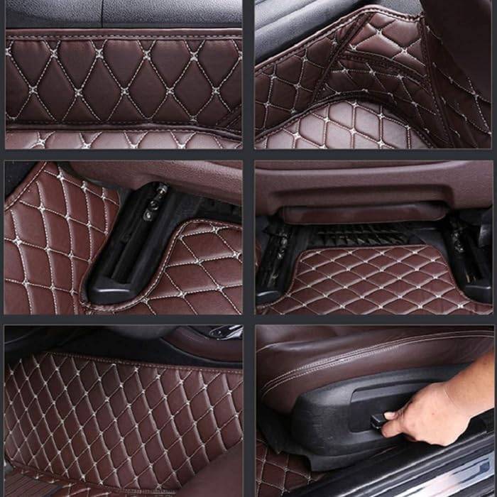 Customized Personalized car Floor mats, All-Weather Luxury car Floor mats, Waterproof and Anti Slip Leather car Floor mat Lining, 95% Customized car, Truck, and SUV Floor mats (Orange)