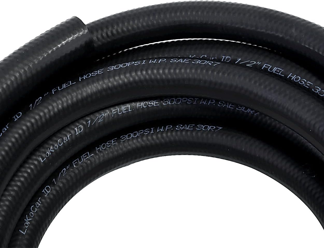 LokoCar Rubber Fuel Hose Line Push Lock 1/2" ID SAE 30R7 NBR 25ft 300PSI Black