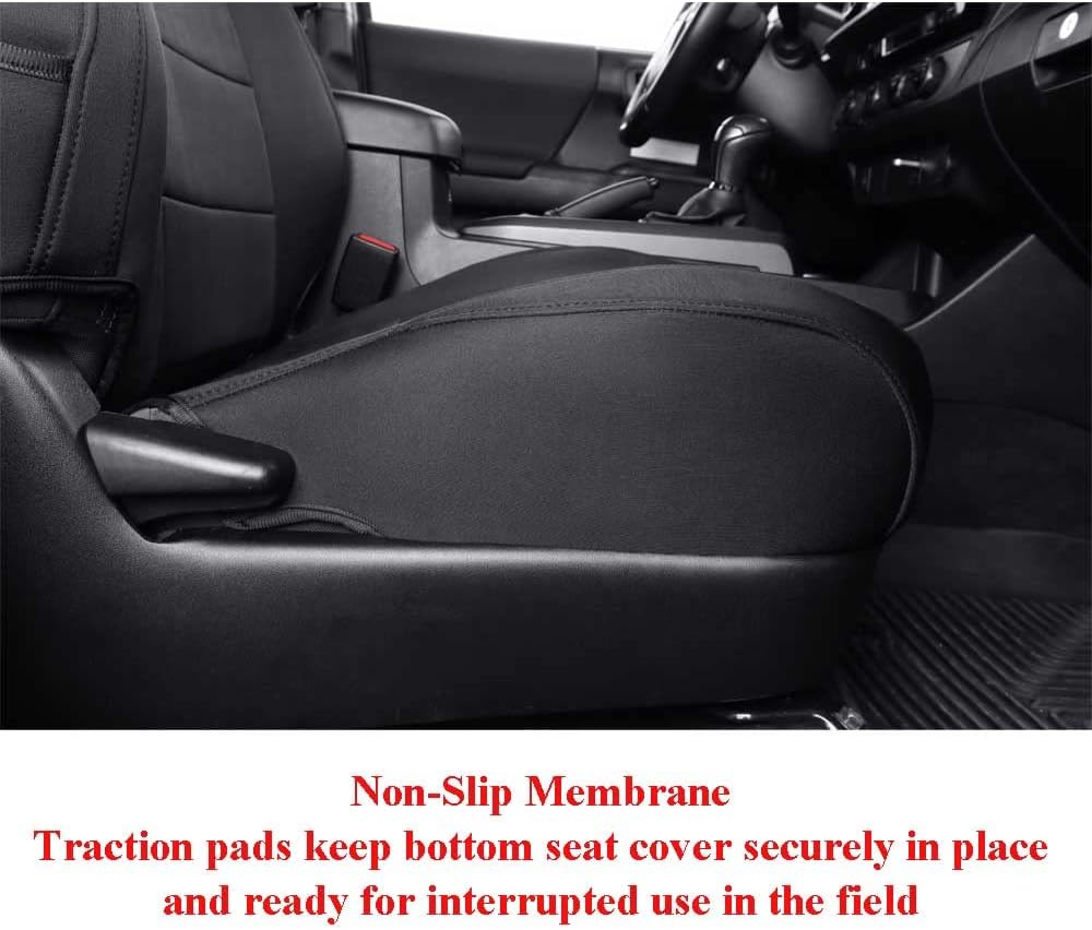 EKR Custom Fit Tacoma Neoprene Car Seat Covers for Select Toyota Tacoma 2016 2017 2018 2019 2020 2021 2022 2023 Double Cab/Crew Cab - Full Set, Neoprene (Black)