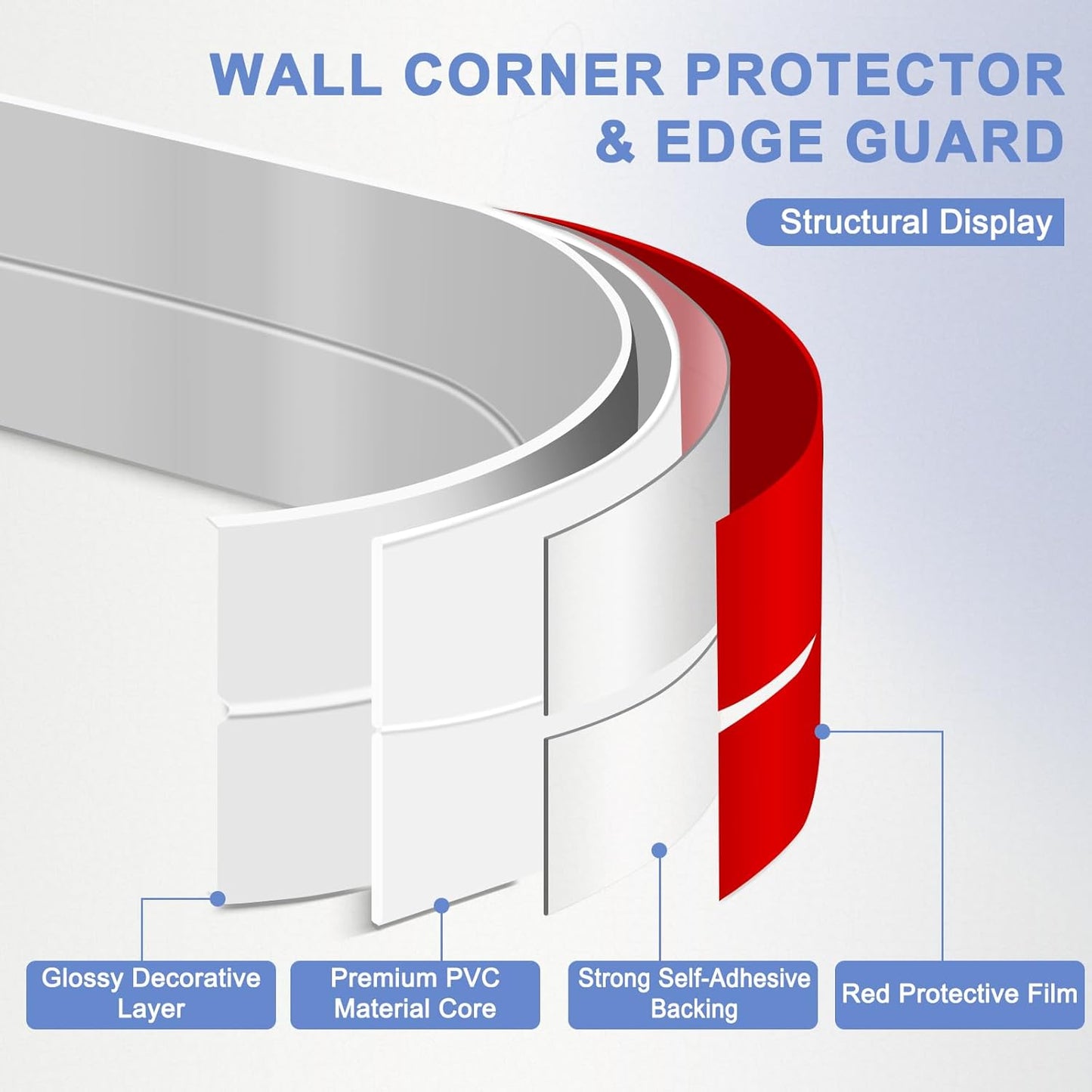 Wall Corner Protector Moulding Trim Peel and Stick Wall Corner Guards Trim Flexible Self Adhesive Edge Protector Moulding, 1.6 in x 20 Ft, Silver