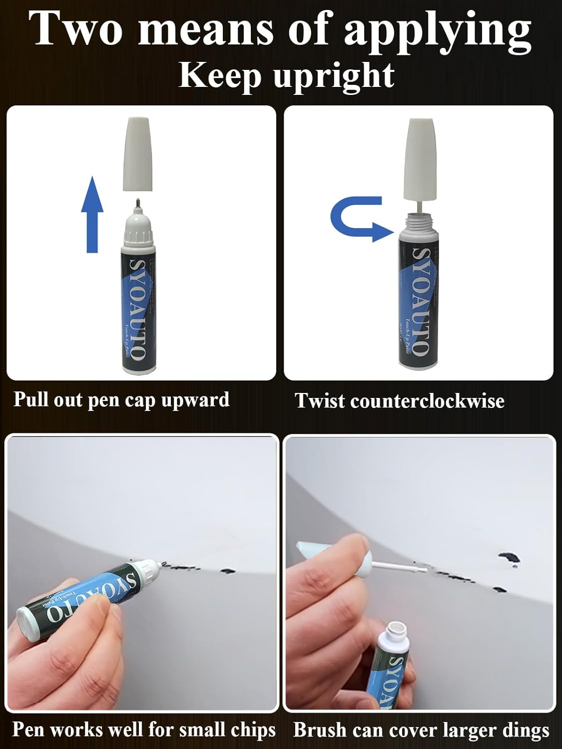SYOAUTO Classic Silver 1F7 Touch Up Paint Fit for Toyota Cars Auto Touch up Paint Scratch Repair Pen Brush and Tip 2 in 1 Classic Silver 1F7