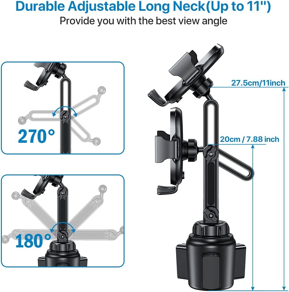 Miracase Cup Phone Holder for Car, [Upgraded Version] Adjustable Long Neck Car Cup Holder Phone Mount Cradle Friendly Compatible with iPhone Samsung Google and All Smartphones, Green