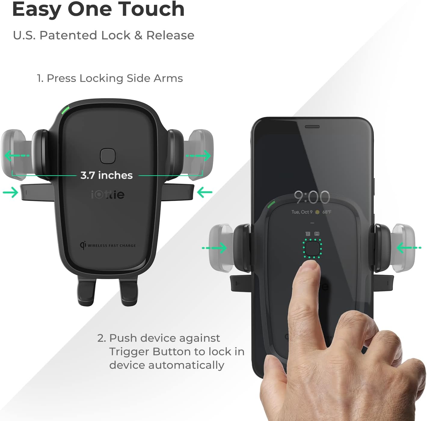 iOttie Car Charger Easy One Touch Wireless 2 Qi Charging Dashboard Phone Mount for iPhone, Samsung Galaxy, Huawei, LG, Smartphones
