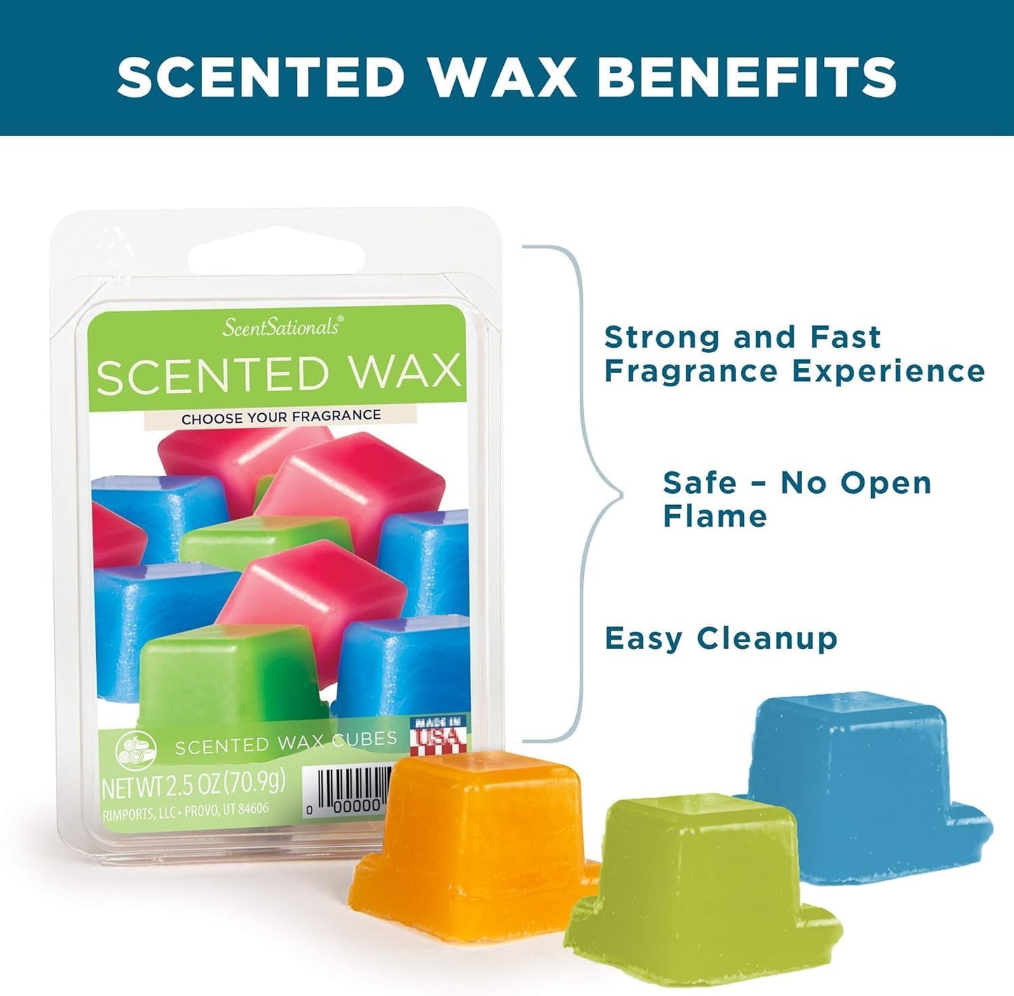 Scentsationals Wax Melts, Wax Cubes Strong Scent - Warm White Sands - Long Lasting Scented Wax Melts for Warmer, 10oz (24-Cubes)