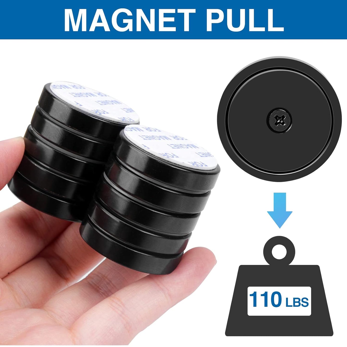 LOVIMAG Magnets,110lb+ Waterproof Super Strong Neodymium Magnet with Hole for Wall Mounting,Strong Rare Earth Cup Magnets with Heavy Duty Countersunk Hole and Screws for Tool Room,Workplace-Pack of 10