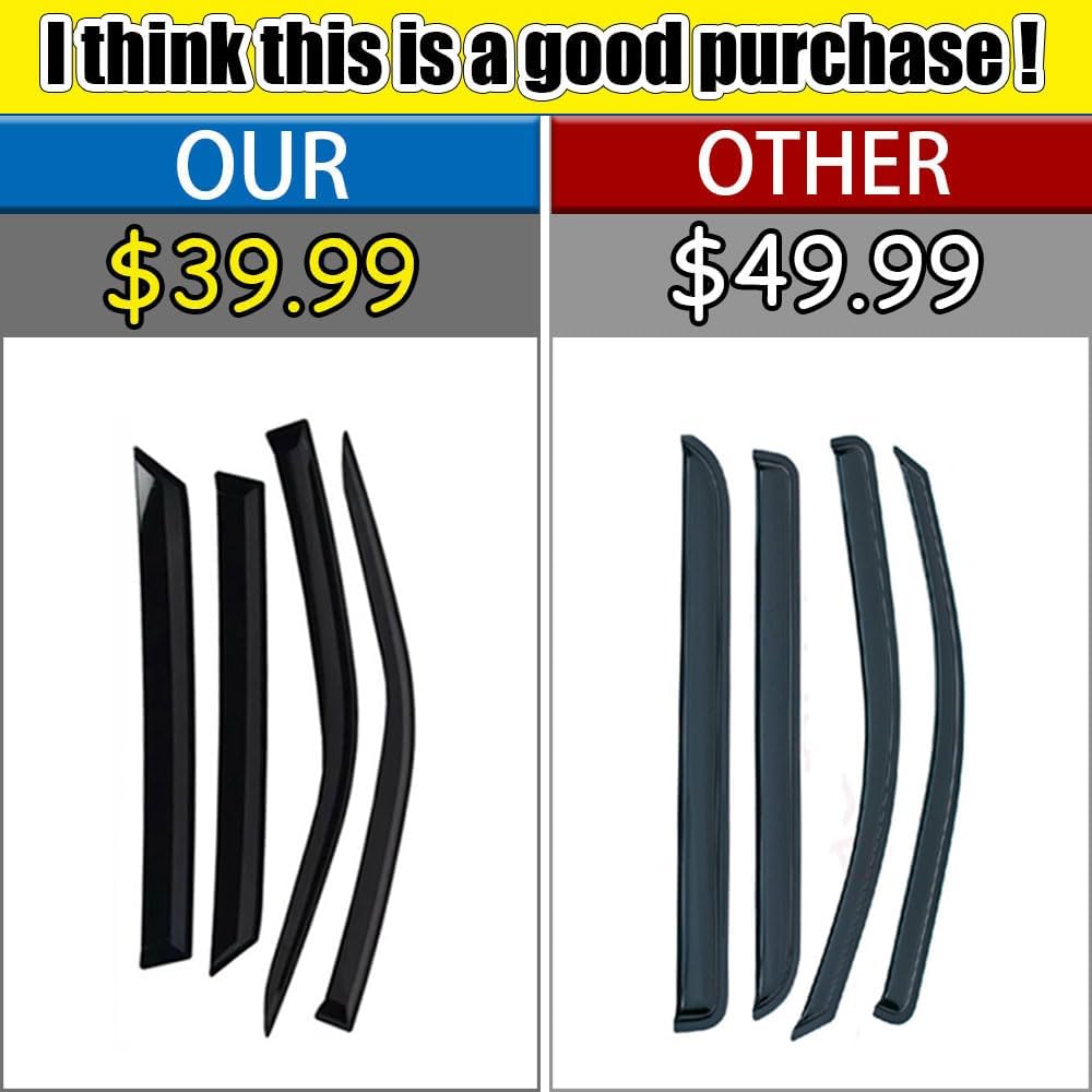 Rain Guards for Chevrolet (Chevy) Malibu 2016-2023, Tape-on Side Window Deflectors for Chevrolet Malibu, Window Visors for Chevrolet Cars, for Chevrolet Car Accessories, 4 pcs
