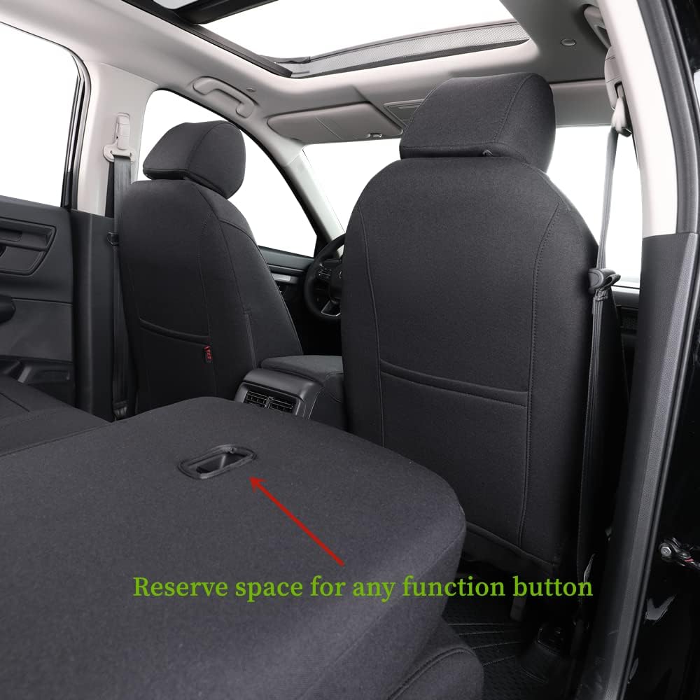 coverdream Full Set CRV Seat Covers Custom Fit for 2023 2024 2025 2026 Honda CR-V LX,EX,EXL,Hybrid,Sport Series,Trailsport,Fully Covered,Airbag Compatible UV Resistant Polyester Seat Protector(Black)