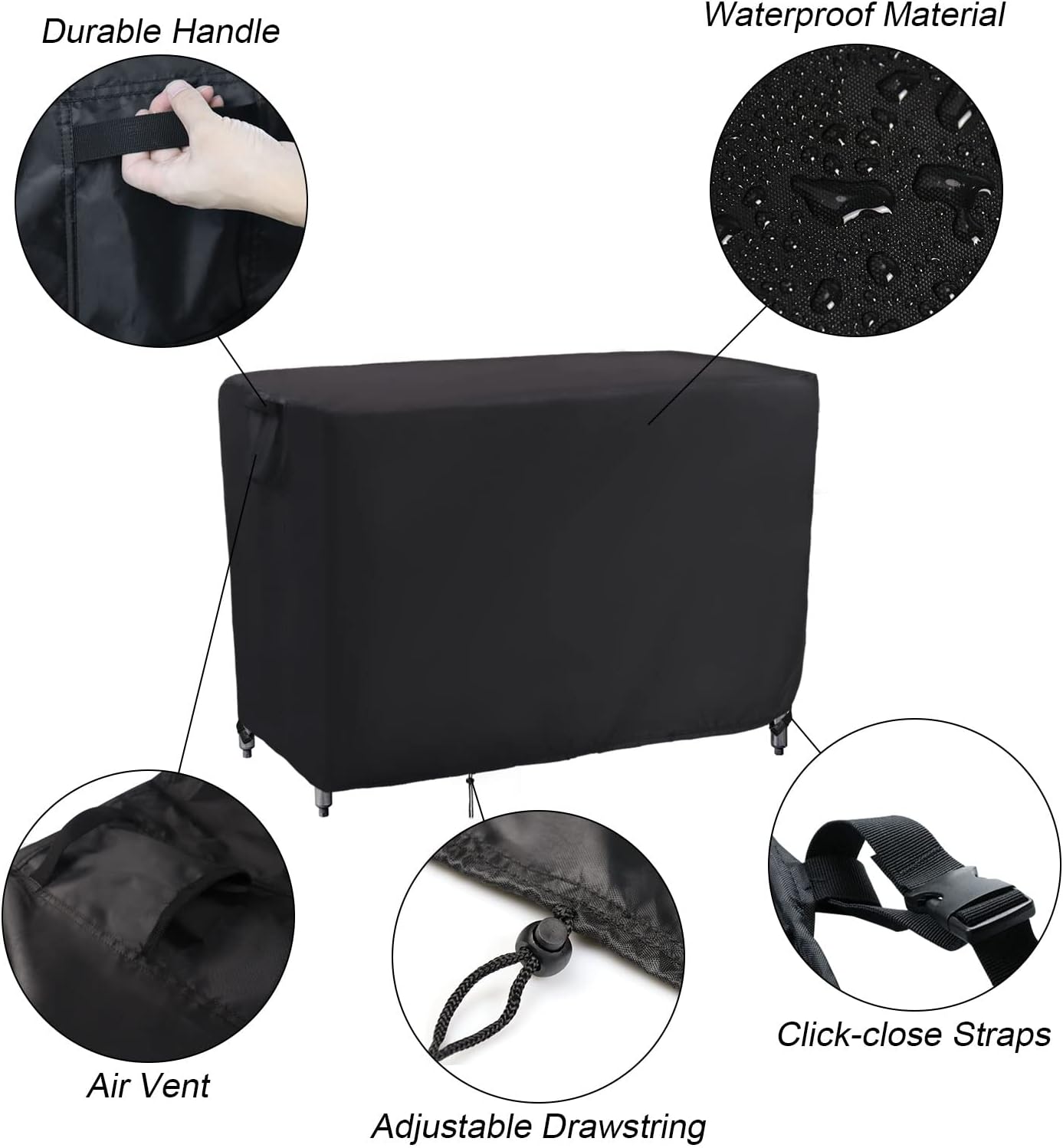 Kingling Outdoor Table Cover 48 Inch, Waterproof Stainless Steel Table Cover Metal BBQ Table Covers Weather Protection for Patio Kitchen Work/Prep Tables - 48''L x 24''W x 35''H