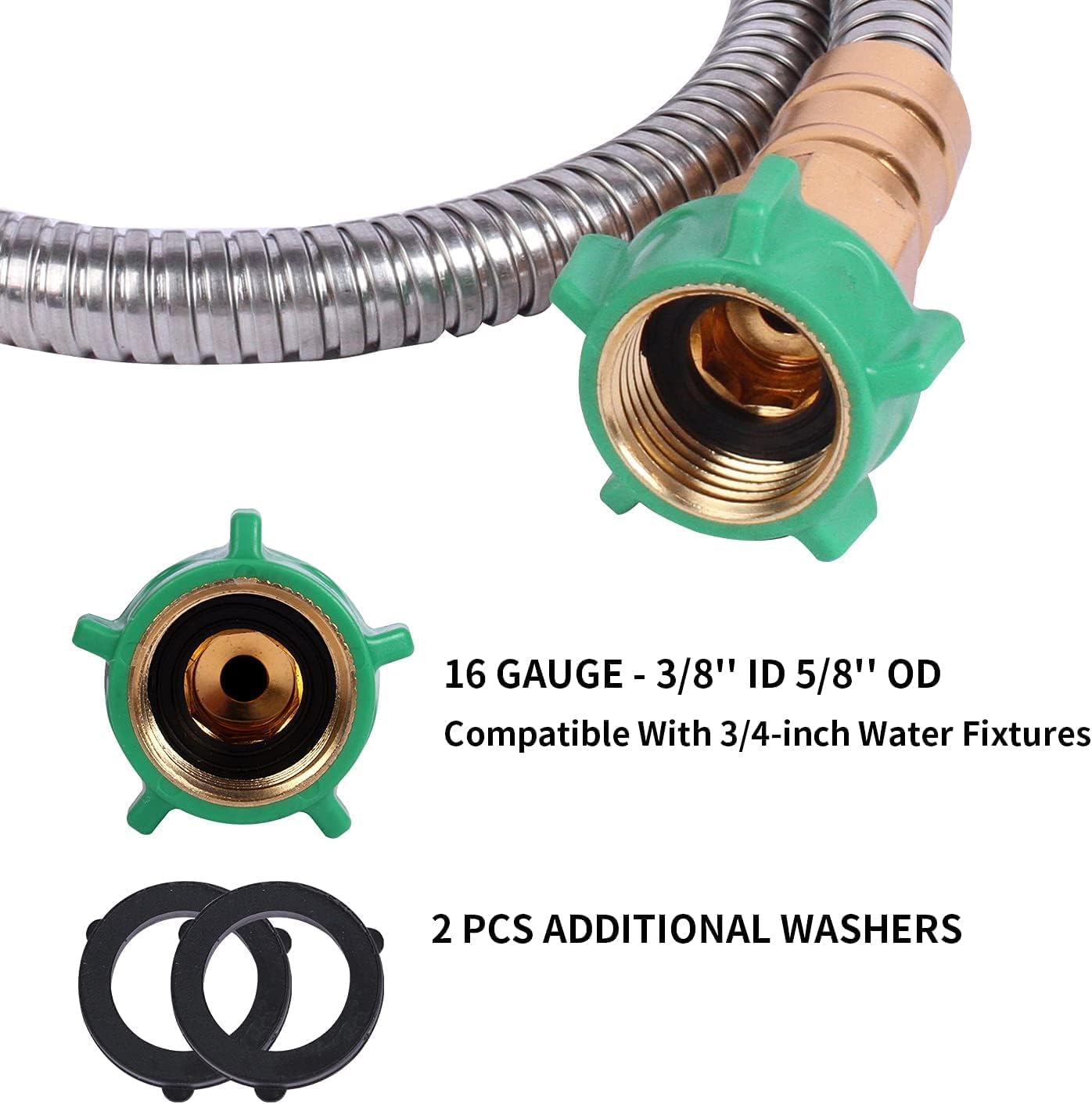 Metal Short Garden Hose 2 ft, Flexible Stainless Steel Garden Hose 2 ft Lightweight Water Hose with Brass Fittings (2 Feet)