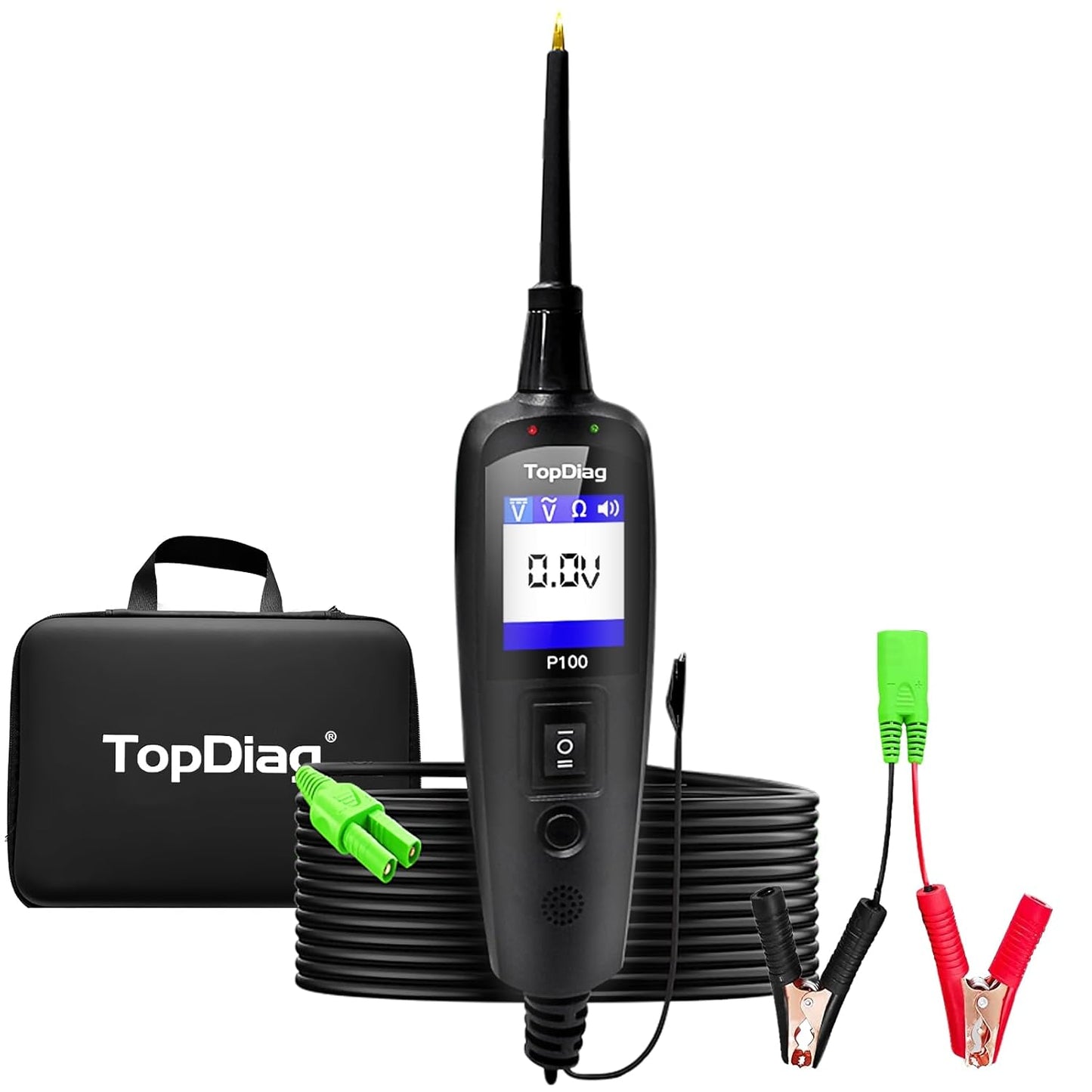 Power Circuit Probe Kit, P100 Car Circuit Tester, 12V 24V Automotive Electrical Tool, 6-30V Vehicle Short Circuit Finder with 40ft Cable, Trailer Truck Voltage Current Detector