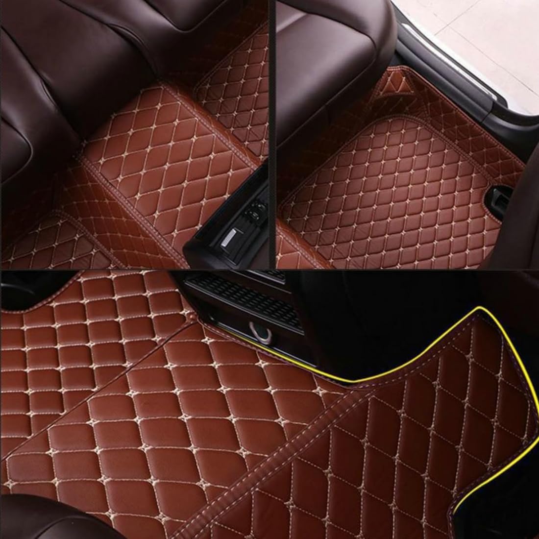 Custom Personalized Floor Mats for Cars，Luxury Full Coverage All Car Floor Mats，Anti-Slip Leather Car Mat Set ，Custom Floor Mats for 99% of Cars, Trucks & SUVs. (White)