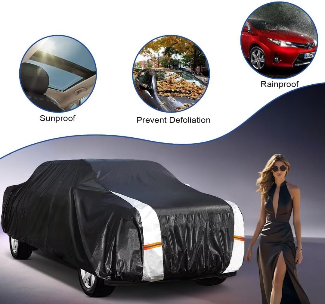 Toyota Tundra Truck Cover Custom Fit 2006-2021 Regular Cab Long Bed(8.1') with Door Zipper, 10 Layers Outdoor Heavy Pickup Truck Cover Waterproof All Weather, Wind Dust Sun Protector.