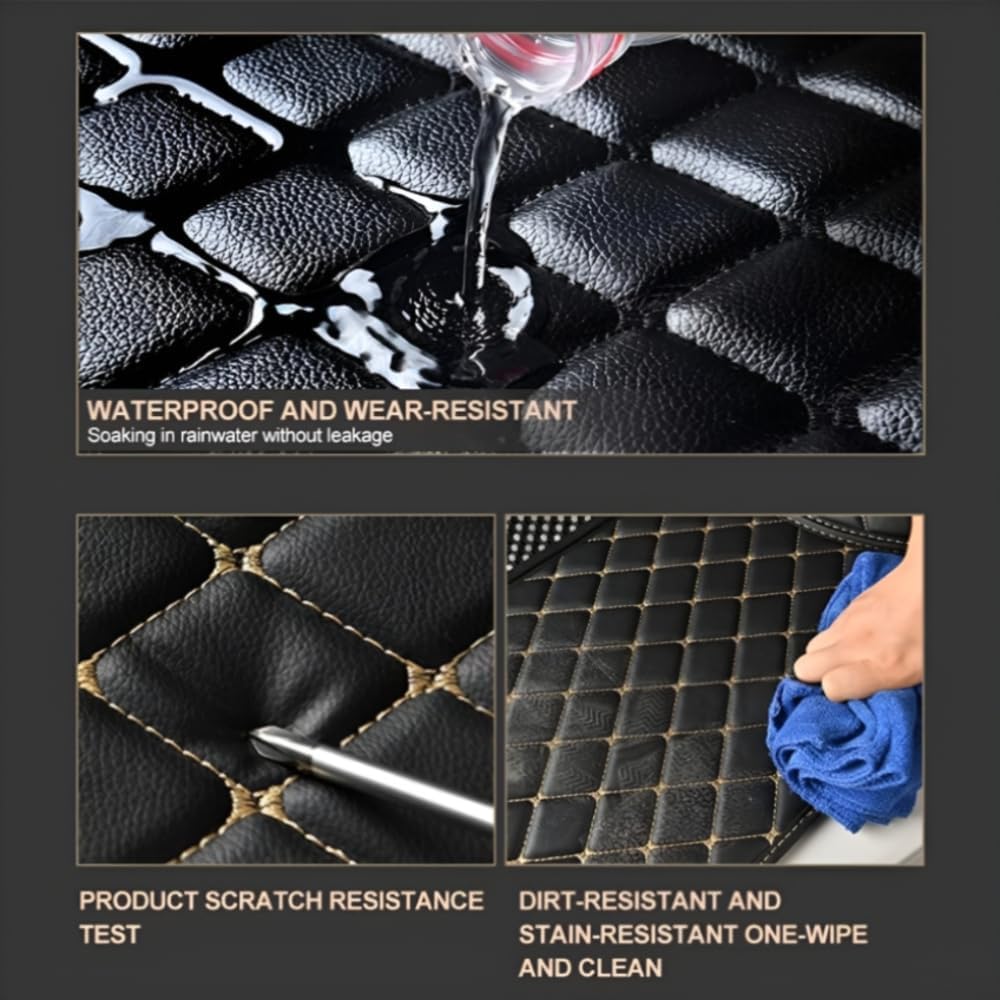 Add Personal Touch to Your Vehicle with IMEISH Customizable Logo Text Car Mats for 99% of vehiclesPads Protection Non-Slip Leather Floor Liners (Black Stripe)