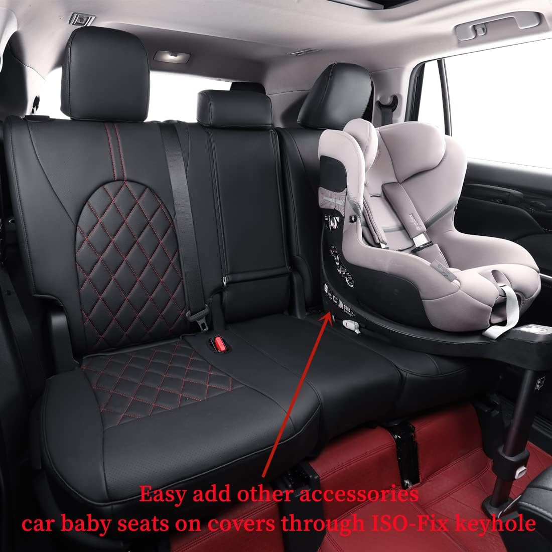 coverdream Custom Seat Covers Compatible with Select Toyota Camry XLE, XSE, XLE V6, XSE V6 2018 2019 2020 2021 2022 2023 Models - Leatherette (Black/Red,Full Set)