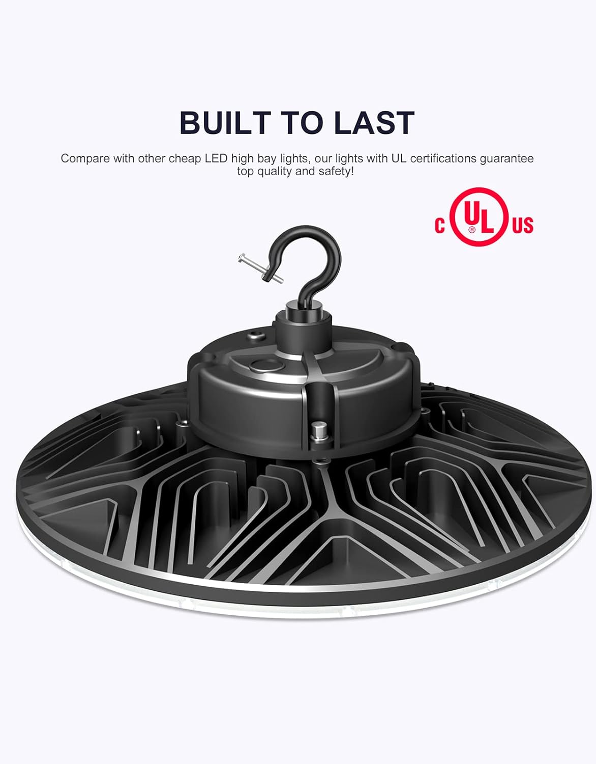 240W UFO LED High Bay Light, UL & DLC Listed 5000K Daylight 33600LM, 0-10V Dimmable LED High Bay Lights AC100-277V, IP65 Waterproof Commercial Bay Lighting Fixture for Warehouse Workshop