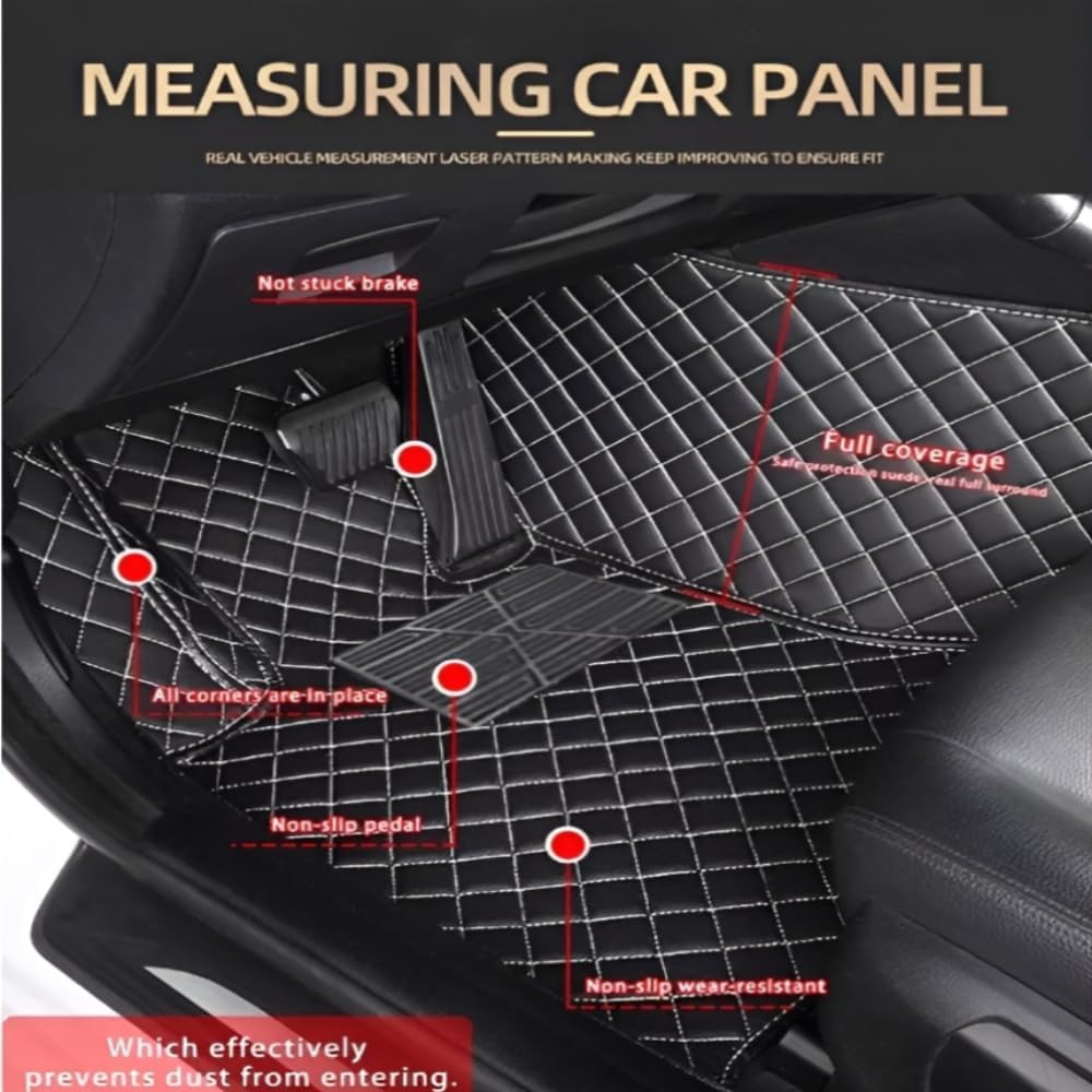 Add Personal Touch to Your Vehicle with IMEISH Customizable Logo Text Car Mats for 99% of vehiclesPads Protection Non-Slip Leather Floor Liners (White and Black Beige)