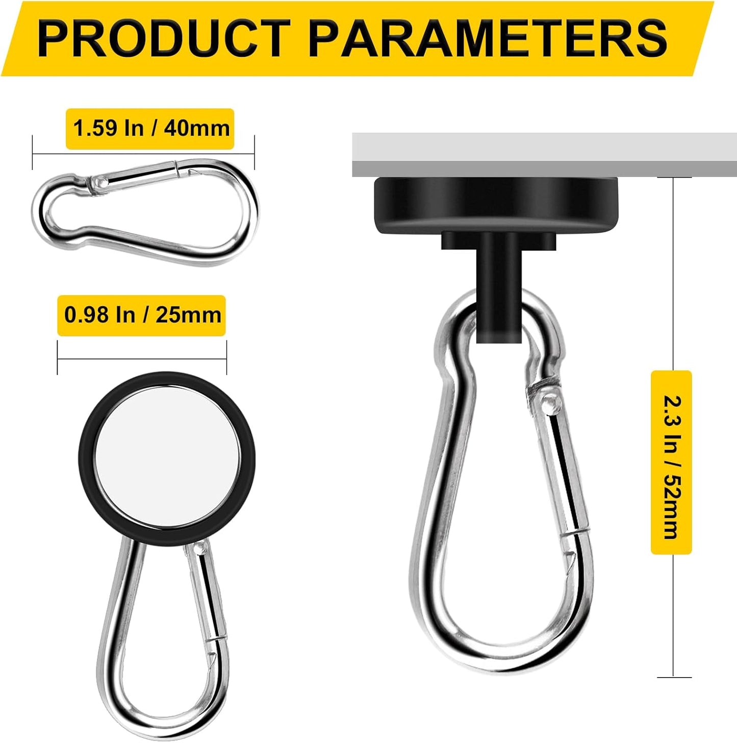 DIYMAG Black Magnetic Hooks,70LBS Strong Heavy Duty Neodymium Magnet Magnetics Hook for Hanging at Home, Office Locker, Workplace, Refrigerator, Cruise Ship or Travel, 15Pack