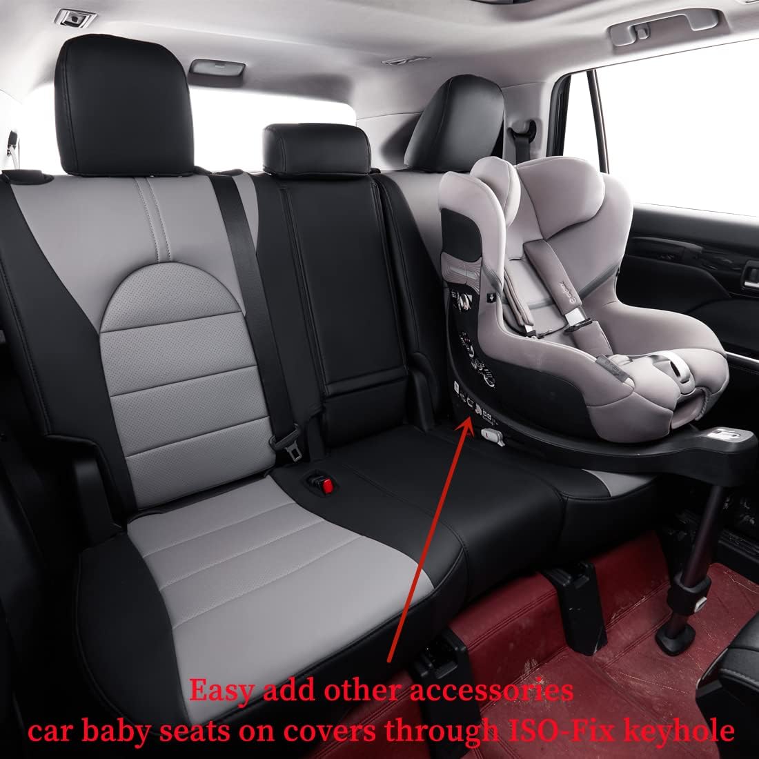 coverdream Custom Seat Covers Compatible with Select Toyota Camry Hybrid XLE,Hybrid XSE 2018 2019 2020 2021 2022 2023 Models - Leatherette (Black/Gray,Full Set)