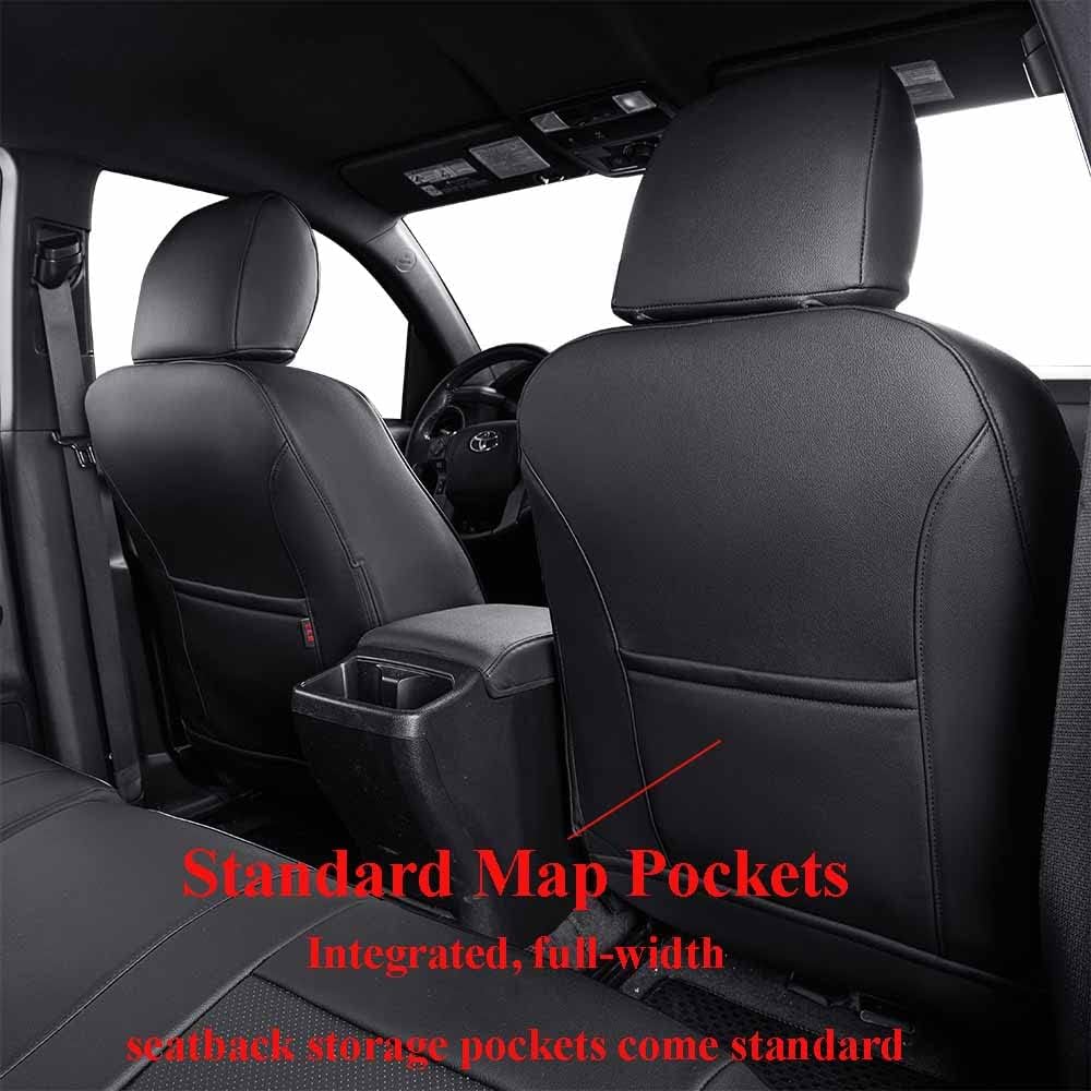 EKR Tacoma Front Car Seat Covers for Toyota Tacoma 2012 2013 2014 2015 (Regular Seats) Custom Leather Truck Seat Cover - Front Row Only,Leather (Black)