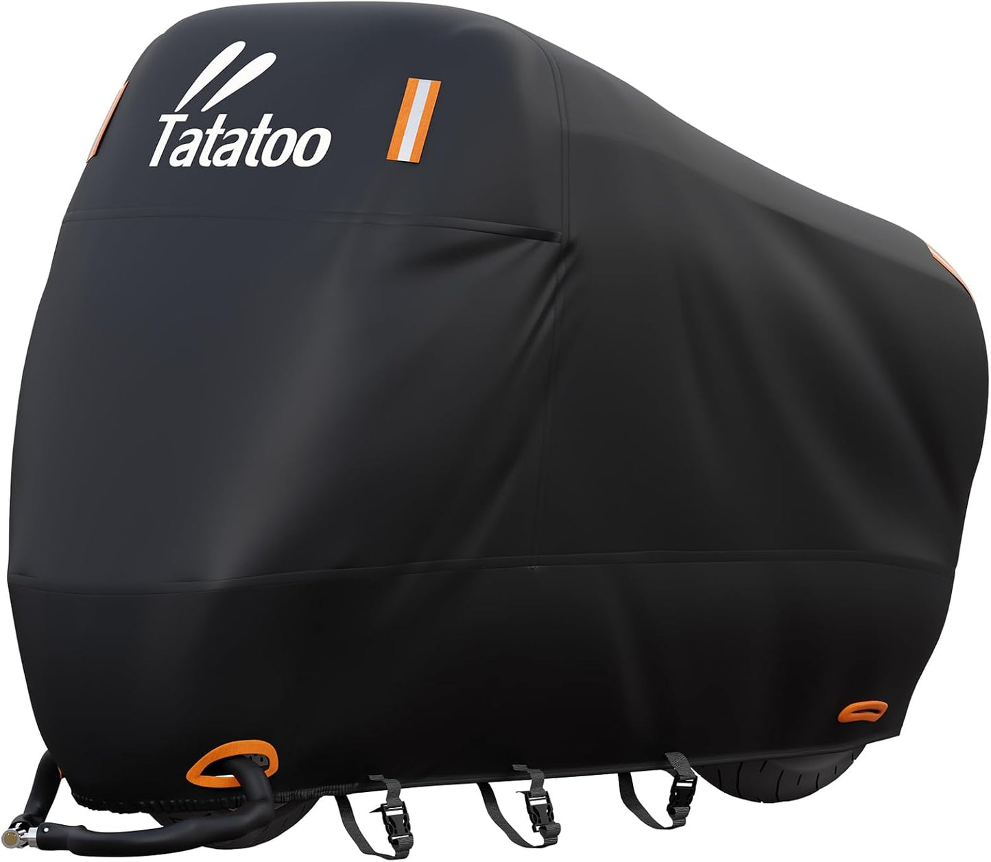Motorcycle Cover Waterproof Outdoor, 300D Heavy Duty 250cc, UV & Rain Resistant, Windproof with 3 Buckles, Fits Most Motorcycles, Cruisers, Sportbikes, Dirt Bikes, Scooters up to 120" - 5XL Size