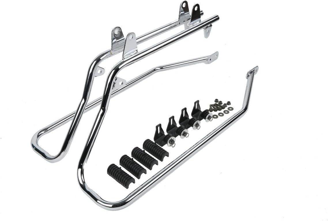 XFMT Vivid Black Motorcycle Saddlebags Hard Saddle Bags W/Black Latches & Chrome Conversion Bracket For Harley Softail Heritage Deluxe 1984-2017