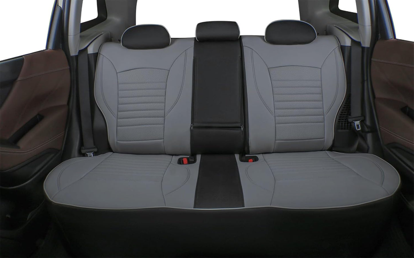 EKR Sportage Seat Covers Custom Fit for KIA Sportage EX/LX/SX 2012 2013 2014 2015 2016 Leather Car Seat Cover Full Set - Faux Leather (Black/Gray)