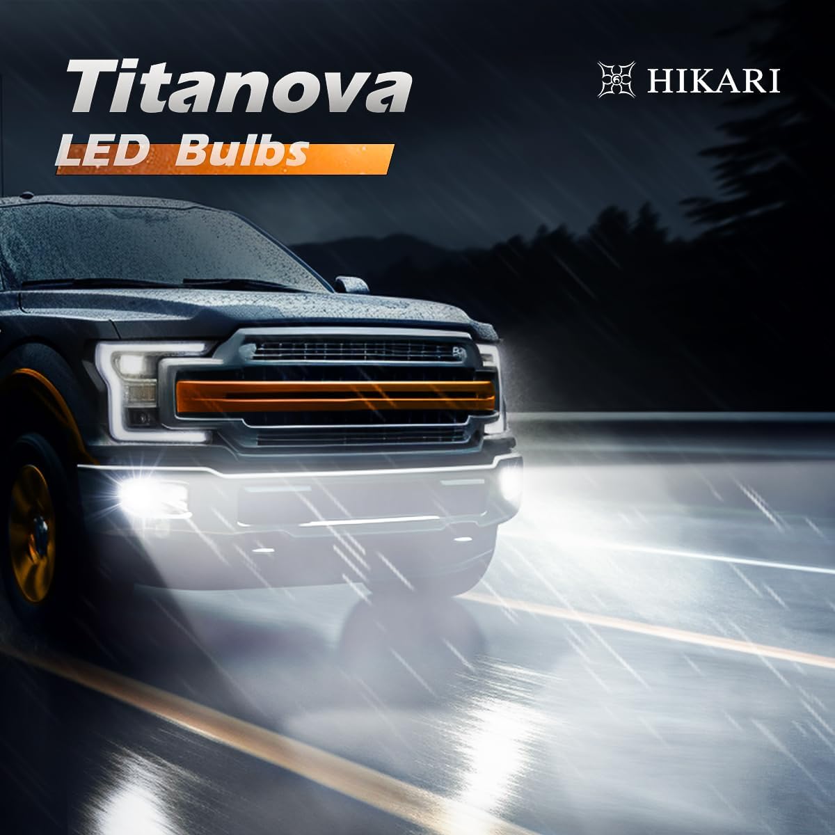 Hikari 2025 Future 50000LM H4/9003 LED Fog Light, 65W Titanova LED, 6000K Cool White, IP68 Waterproof, Foglight,Plug & PlayPack of 2