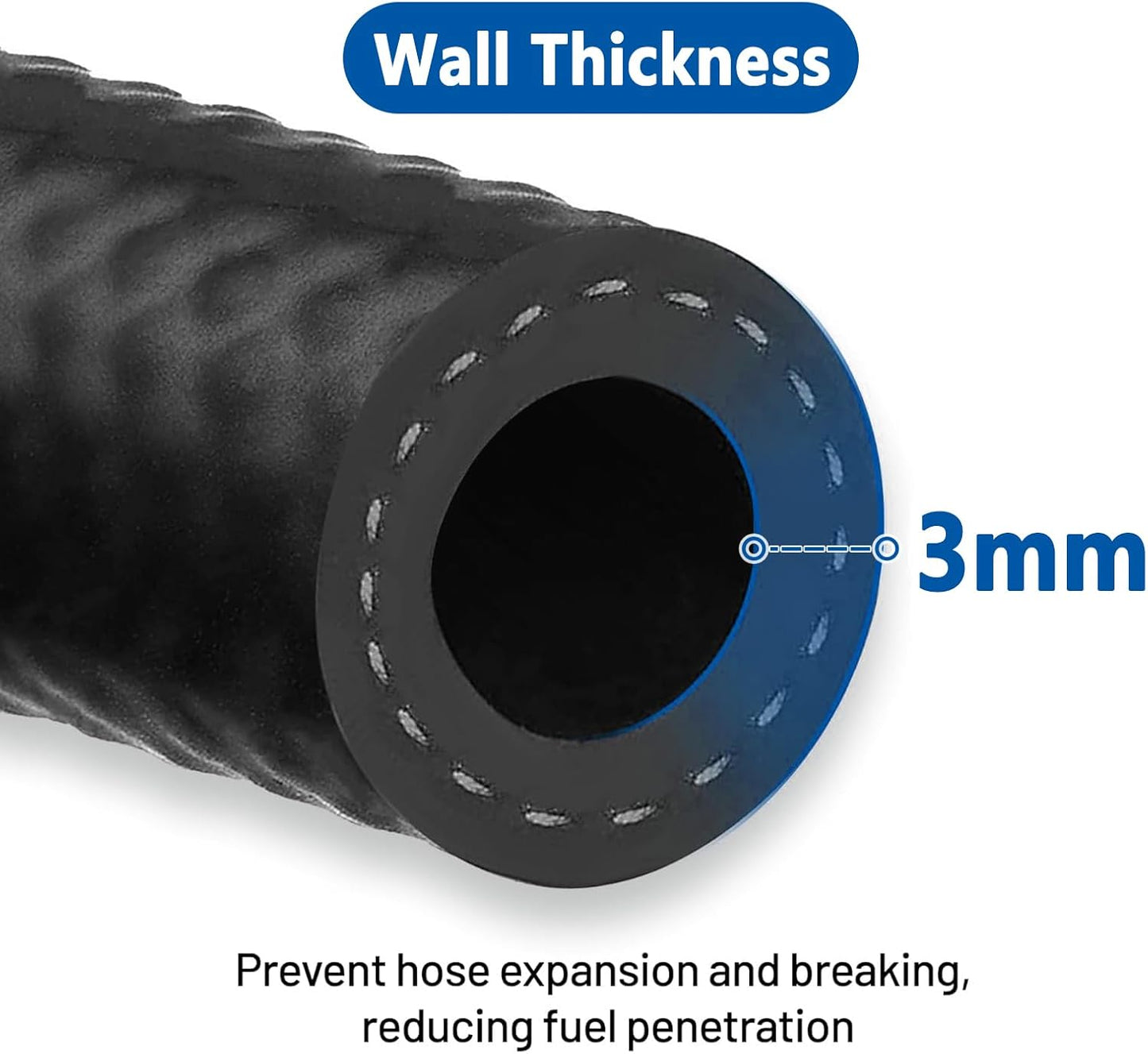 LokoCar Rubber Fuel Hose Line Push Lock 1/4" ID SAE 30R7 NBR 25ft 300PSI Black