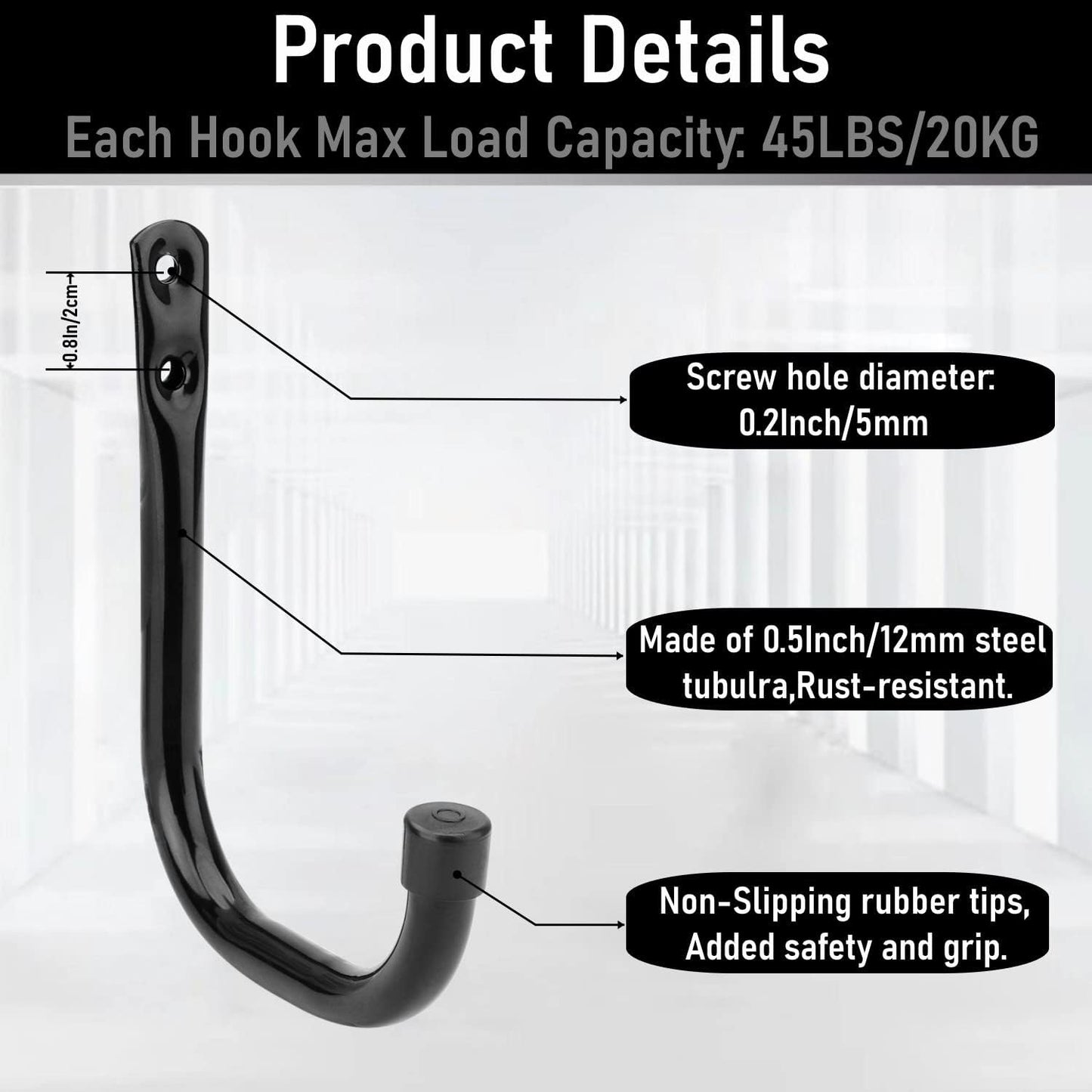 20 Pcs Heavy Duty Garage Storage Utility Hooks, 4.1Inch J Hangers Wall Hooks for Hanging Bikes, Ladders, Cord, Hose, Garden Tools