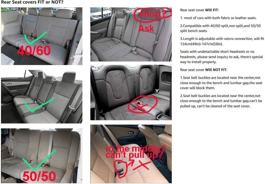 Seat Covers Full Set, Waterproof Leather Seat Covers for Cars, 5 Seats Universal Car Seat Protectors, Black Car Seat Covers Car Seat Cushions Fit for Most Cars (Black)
