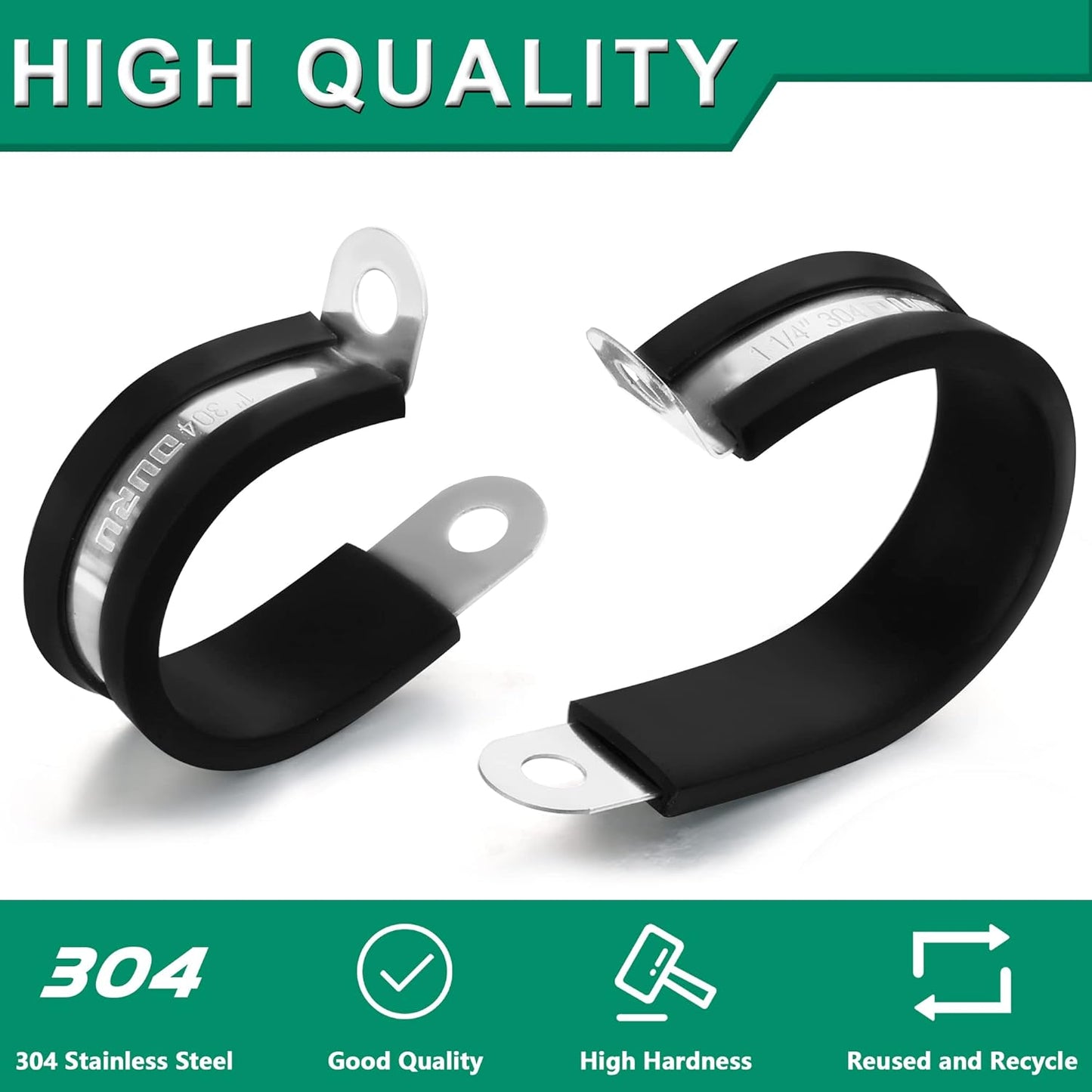 46PCS Cable Clamps Assortment Kit,Stainless Steel Rubber Coated Cushioned Insulated Cable Clamp,Automotive Wire Clamps,Pipe Clamps,Metal Clamp in 6 Sizes—1/2'' 1'' 1-1/4'' 1-1/2'' 1-3/4'' 2''