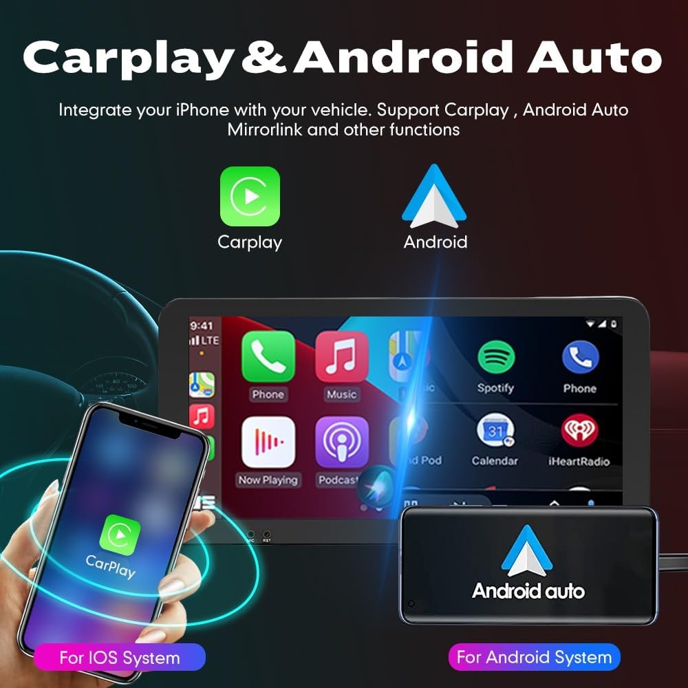 Kunfine Car CarPlay Android Auto Navigation Stereo GPS Radio Camera Display 10.33" QLED Touchscreen Headunit Tablet Media Player for Peugeot 301 2013-2022, if Applicable Octa Core 2G+32G Matte Black