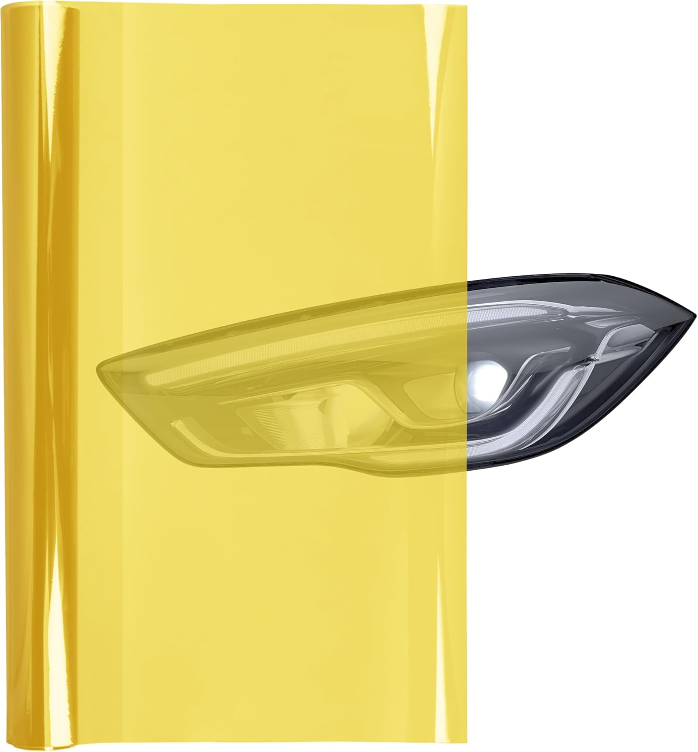 Lypumso 16 x 60 Inches Headlight Taillight Car Tint Vinyl Film, Self Adhesive Fog Lights Sticker Sheet Roll for Car Lights Cover Protection (Yellow)