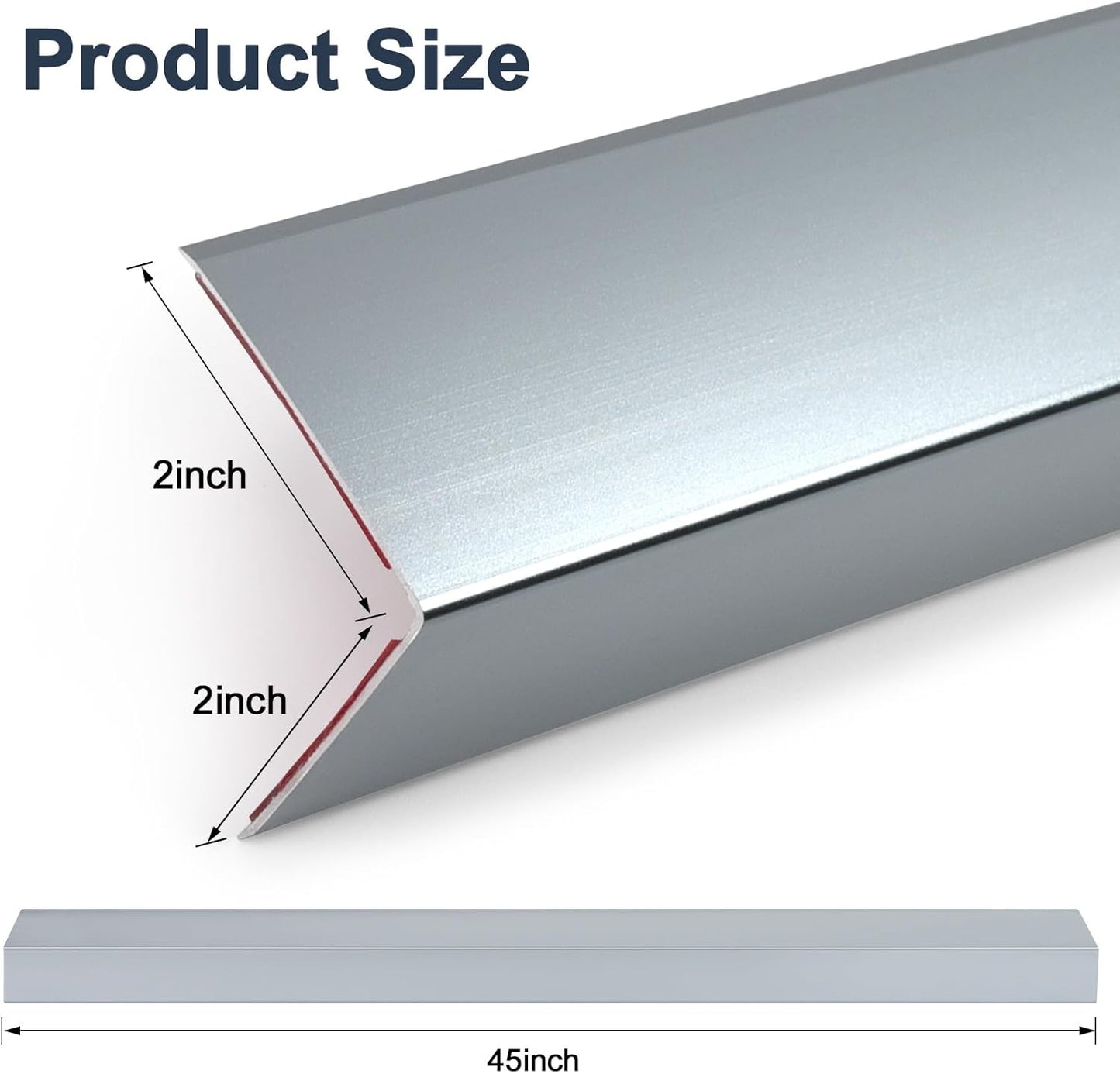 4PCS 45" Aluminum Metal Corner Protectors, Self Adhesive Corner Guards, Metal Wall Edge Protector Strip, Furniture Corner Protectors, Wall Cabinet Baseboard Decoration 45" x 2" (Gray Blue)