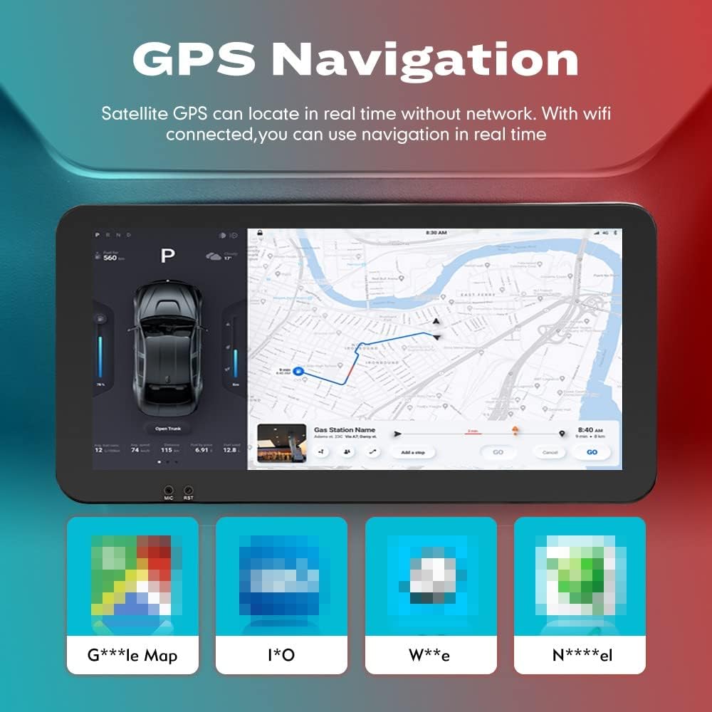 Kunfine Car CarPlay Android Auto Navigation Stereo GPS Radio Camera Display 10.33" QLED Touchscreen Headunit Tablet Media Player for Peugeot 301 2013-2022, if Applicable Octa Core 2G+32G Matte Black